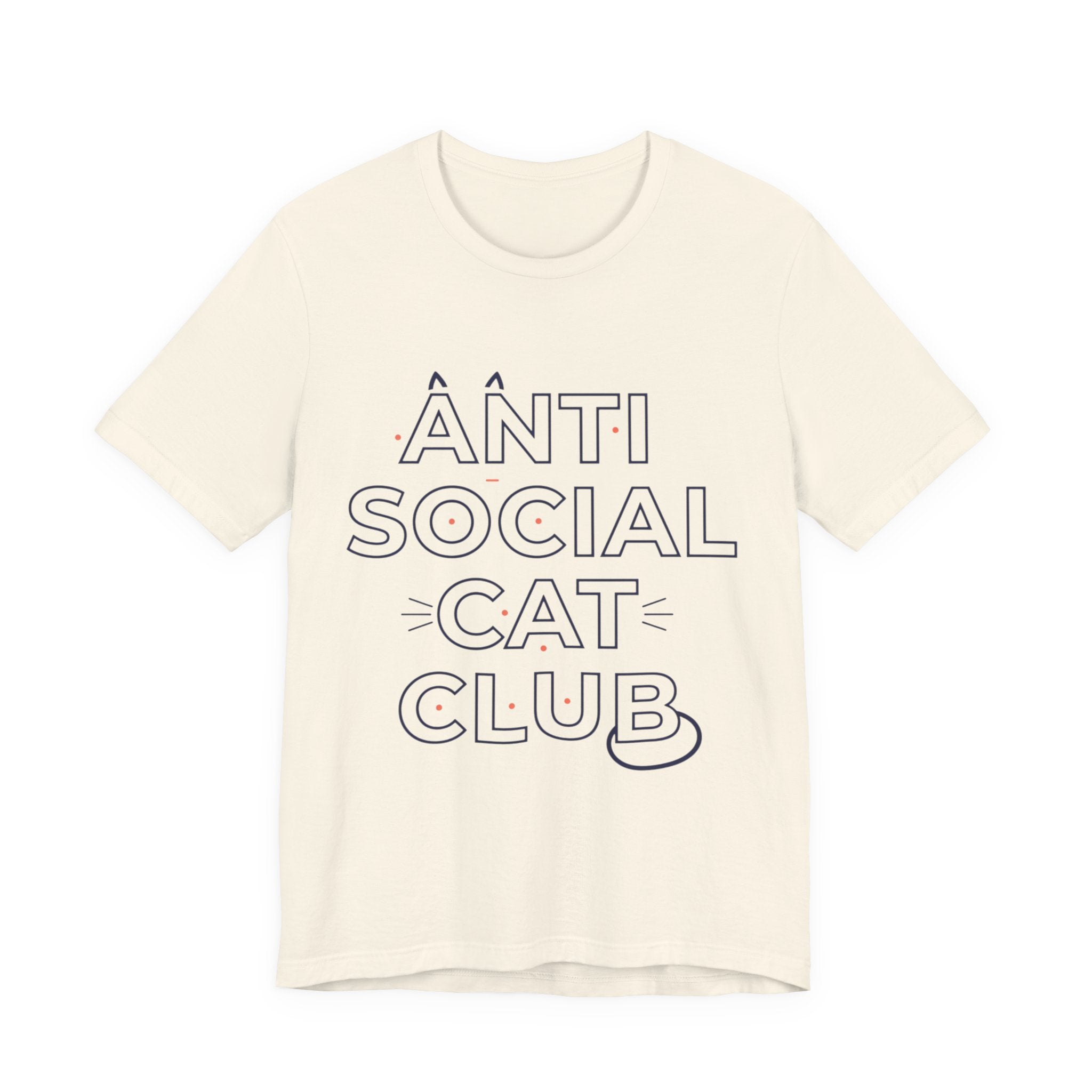 Outline 'ANTI SOCIAL CAT CLUB' Typography Tee | hollow font, minimalist outline text shirt