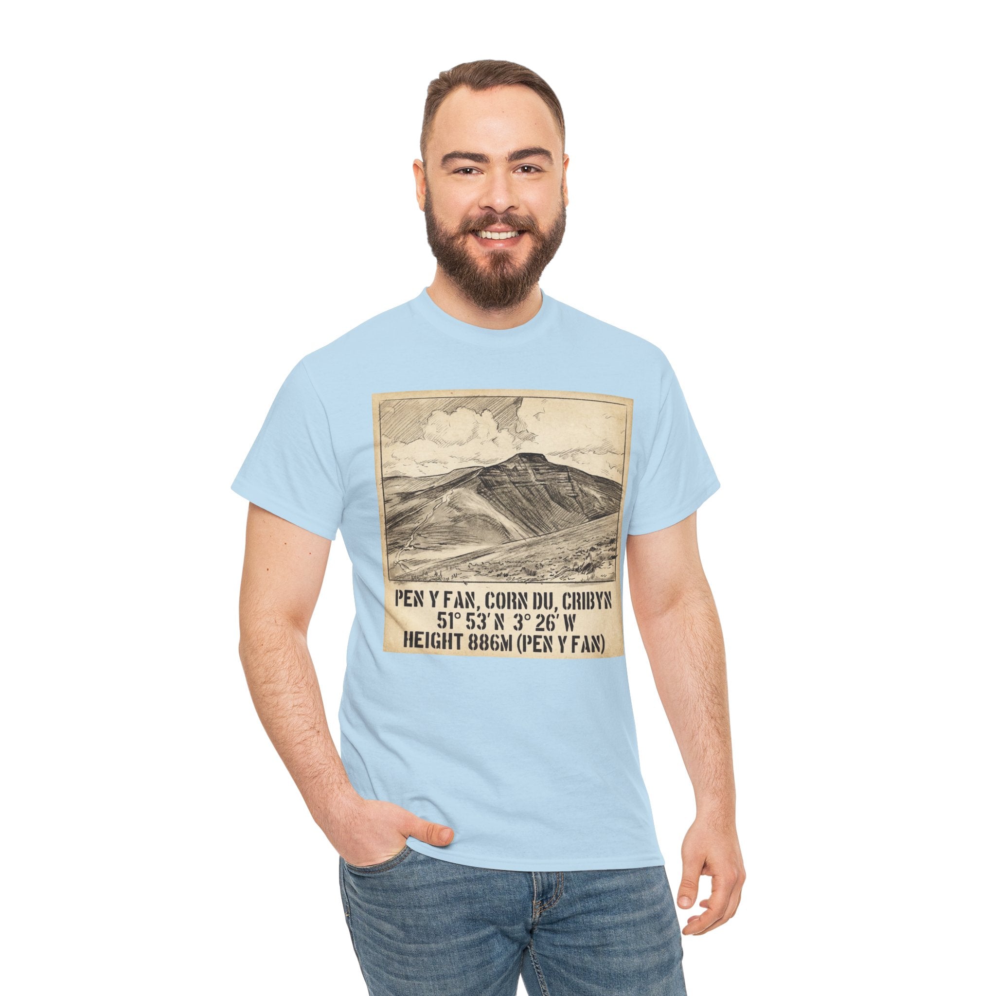 Pen y Fan Summit Coordinates T-Shirt — Vintage Mountain Peak Tee