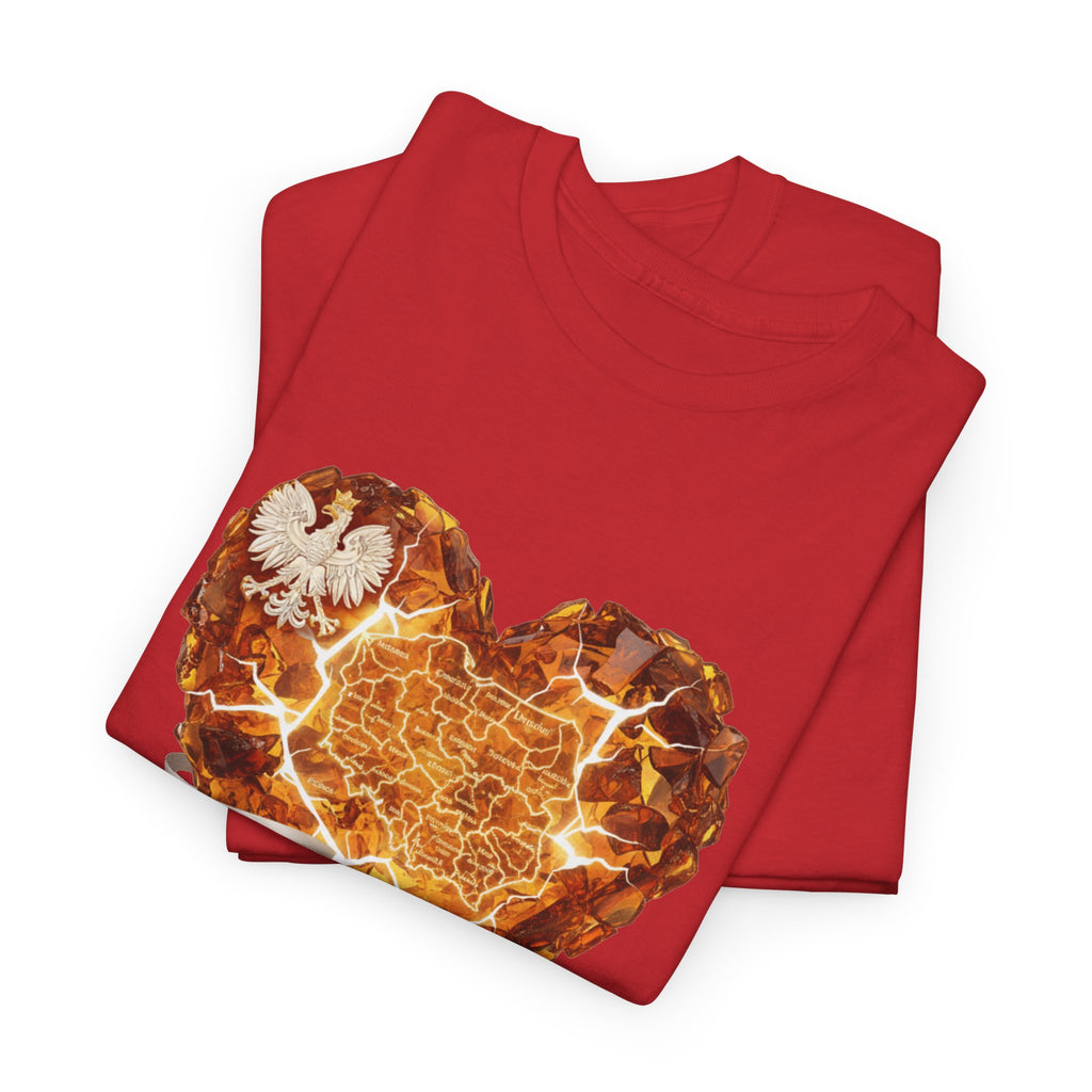 Polish Pride Heart Flame Tee | Polska Heritage T-Shirt