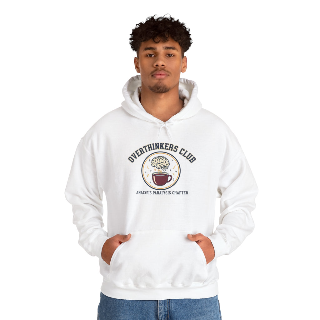 Overthinkers Club Hoodie | varsity style, irony club merch