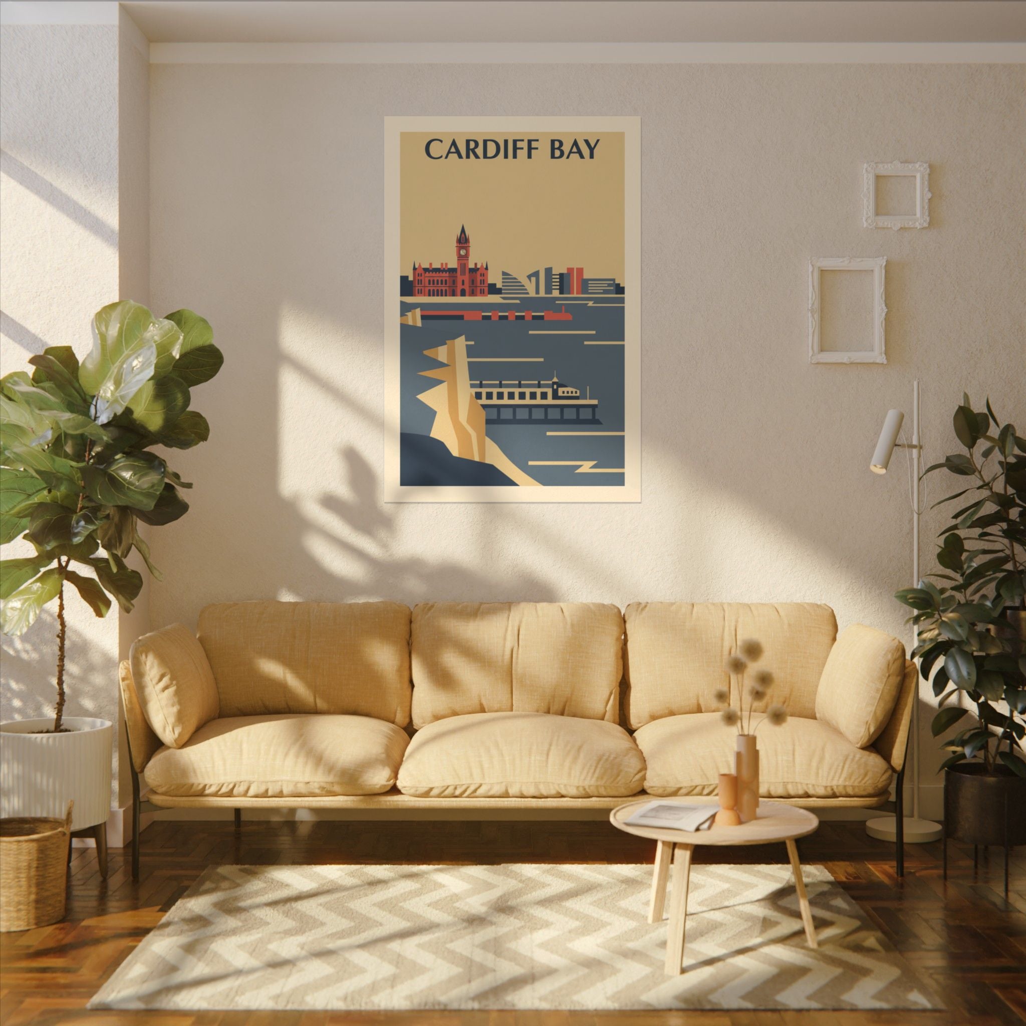 Cardiff Bay view from Penarth Retro Travel Poster Canvas