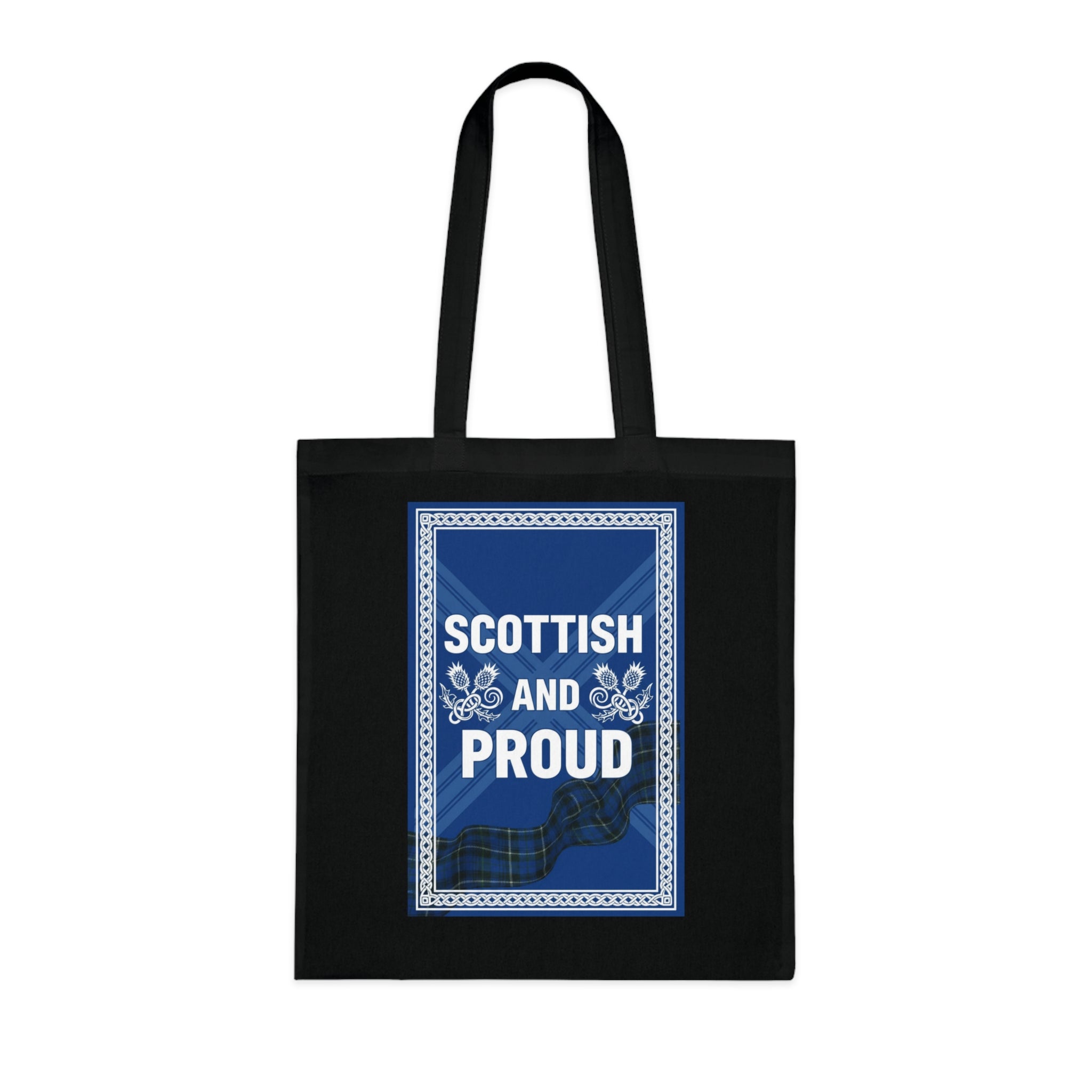 Scottish and Proud Cotton Tote – Blue Tartan Reusable Bag