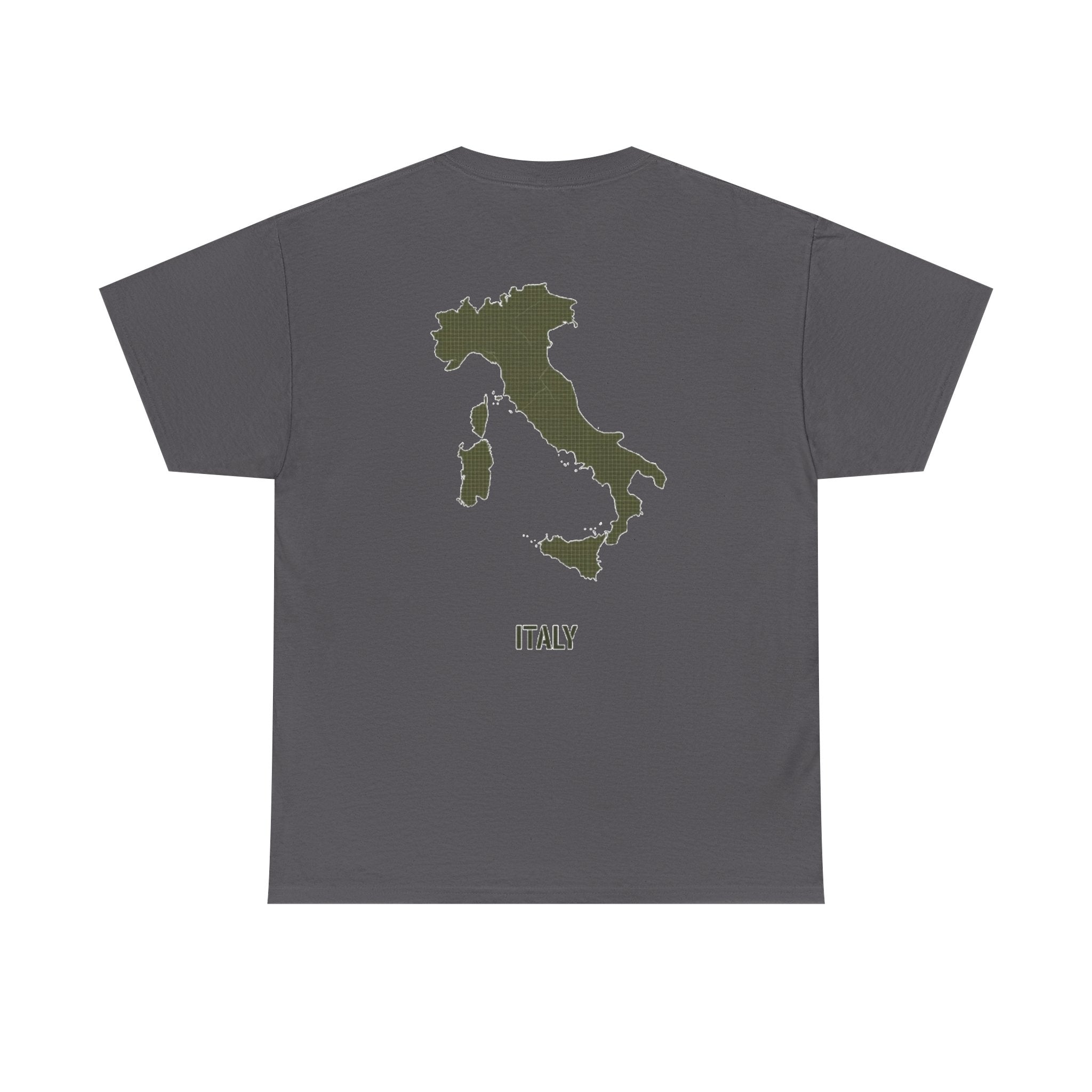 Italy Map T‑Shirt — Minimalist Travel Tee with 'Italy' Text
