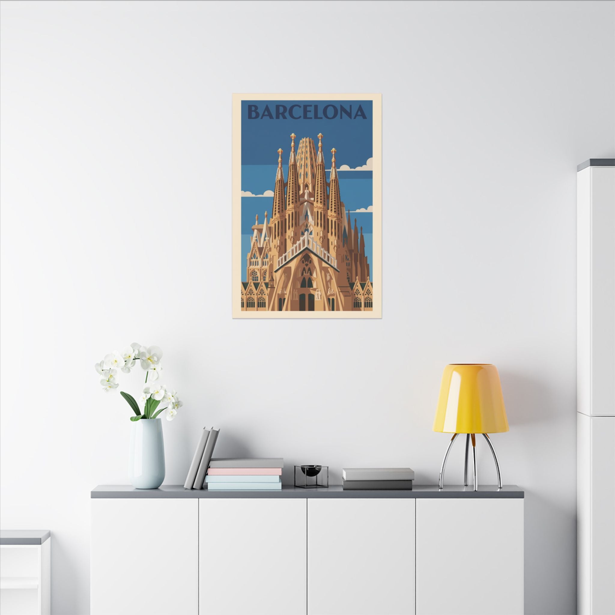 Barcelona Sagrada Familia Matte Canvas Print Stretched Travel Poster Wall Art