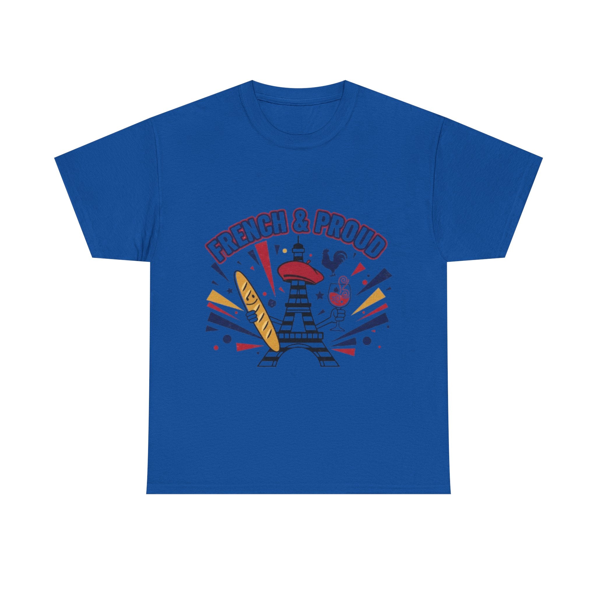 French & Proud T-Shirt — Eiffel Tower, Baguette & Wine Graphic Tee