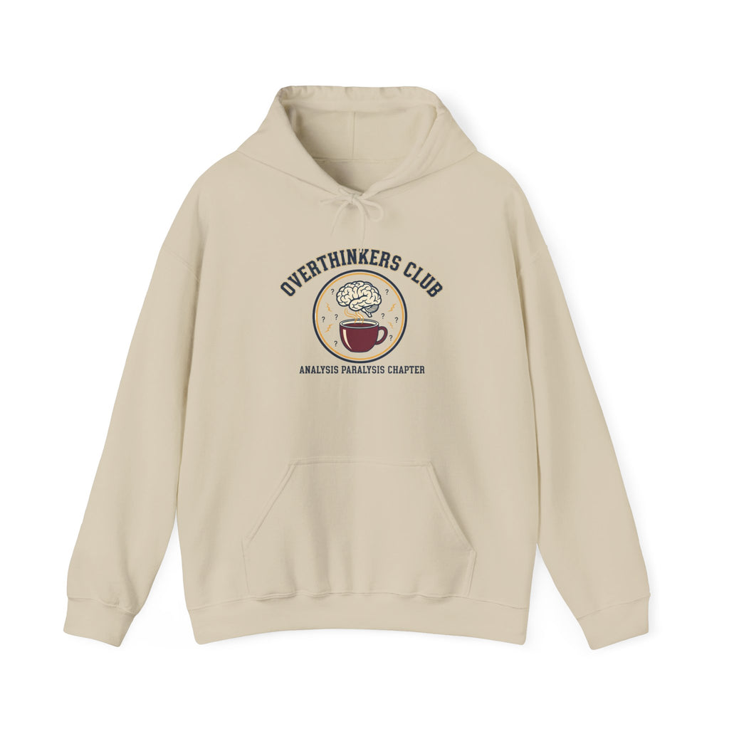 Overthinkers Club Hoodie | varsity style, irony club merch