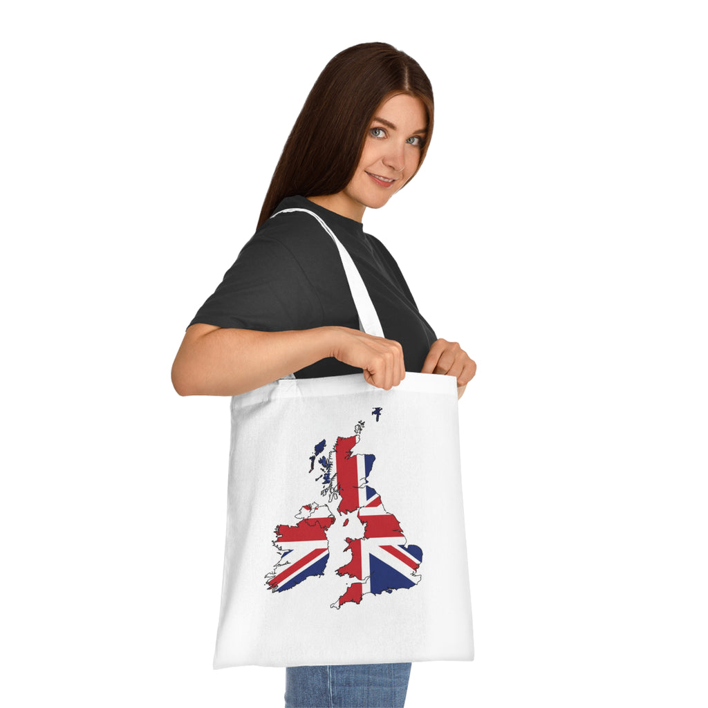 Union Jack UK Map Cotton Tote — British Flag Map Shopper Bag