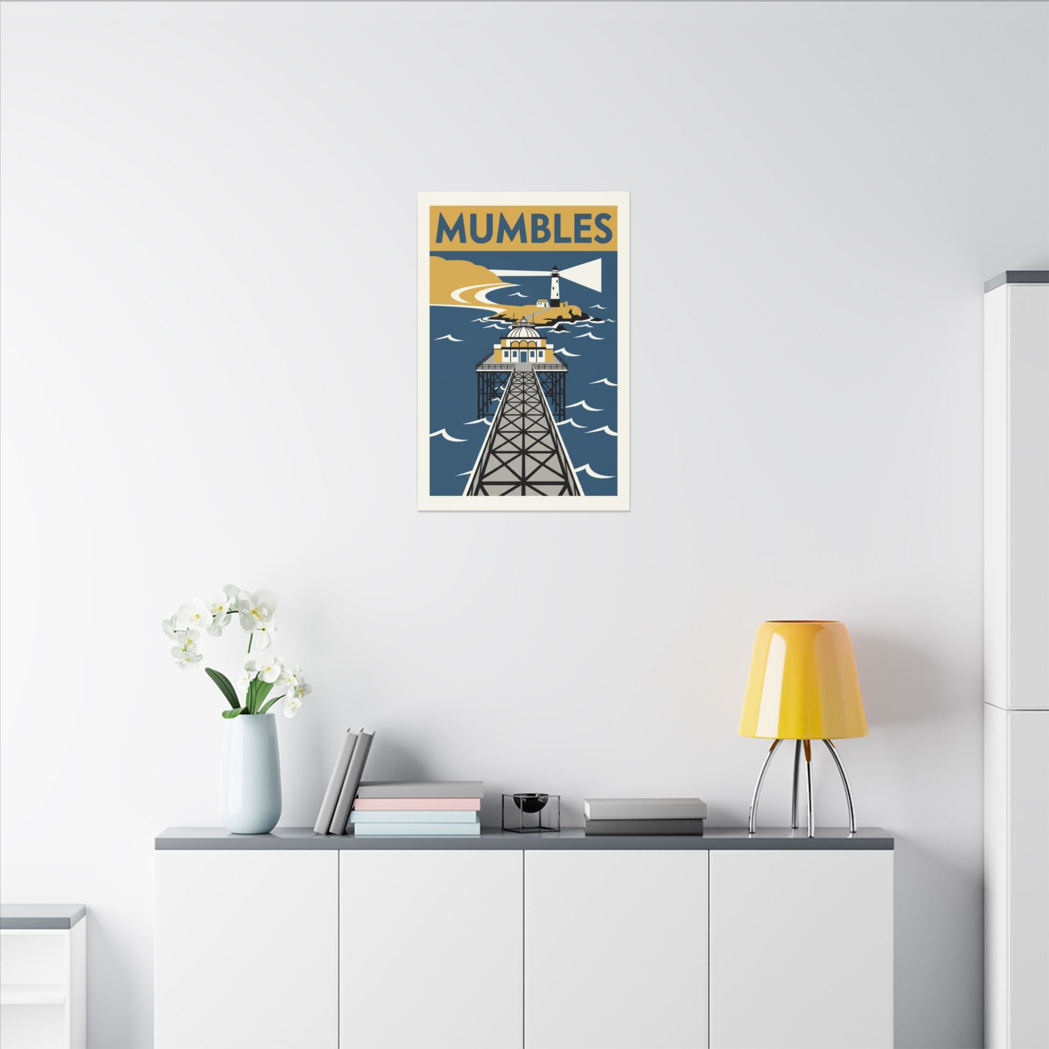 Mumbles Pier Lighthouse Vintage Travel Canvas