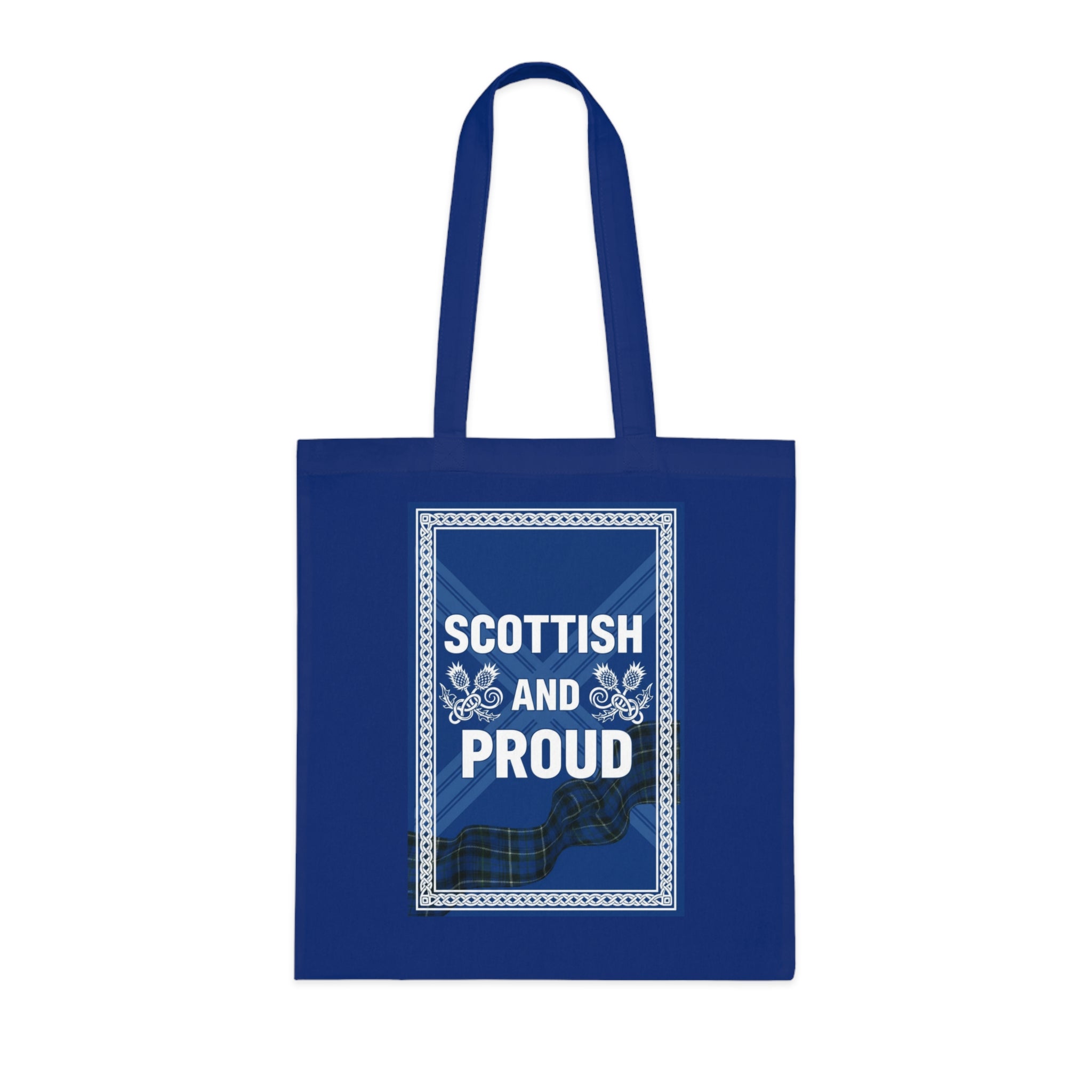 Scottish and Proud Cotton Tote – Blue Tartan Reusable Bag