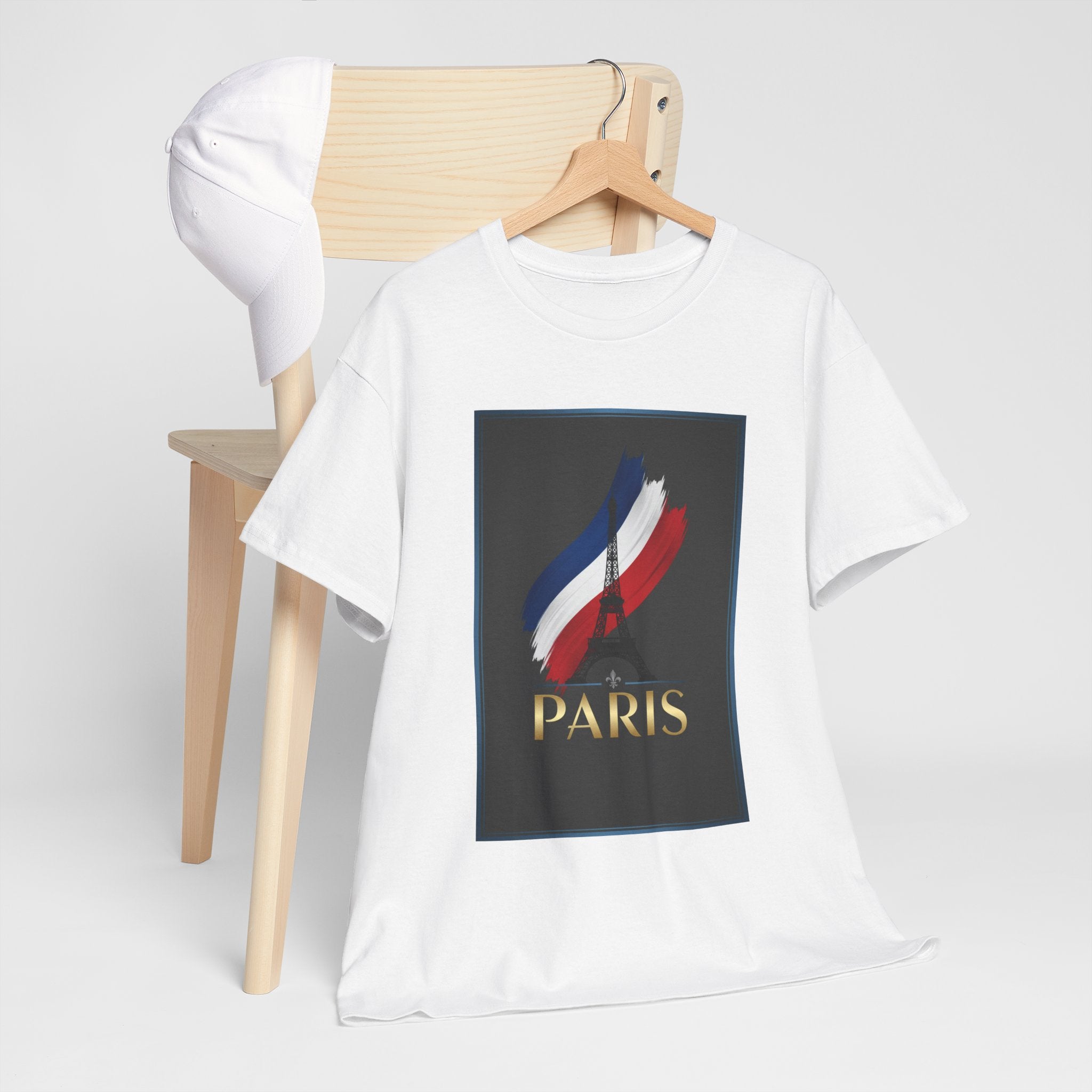 Paris Tricolor Graphic Tee — French Flag Brushstroke T-Shirt