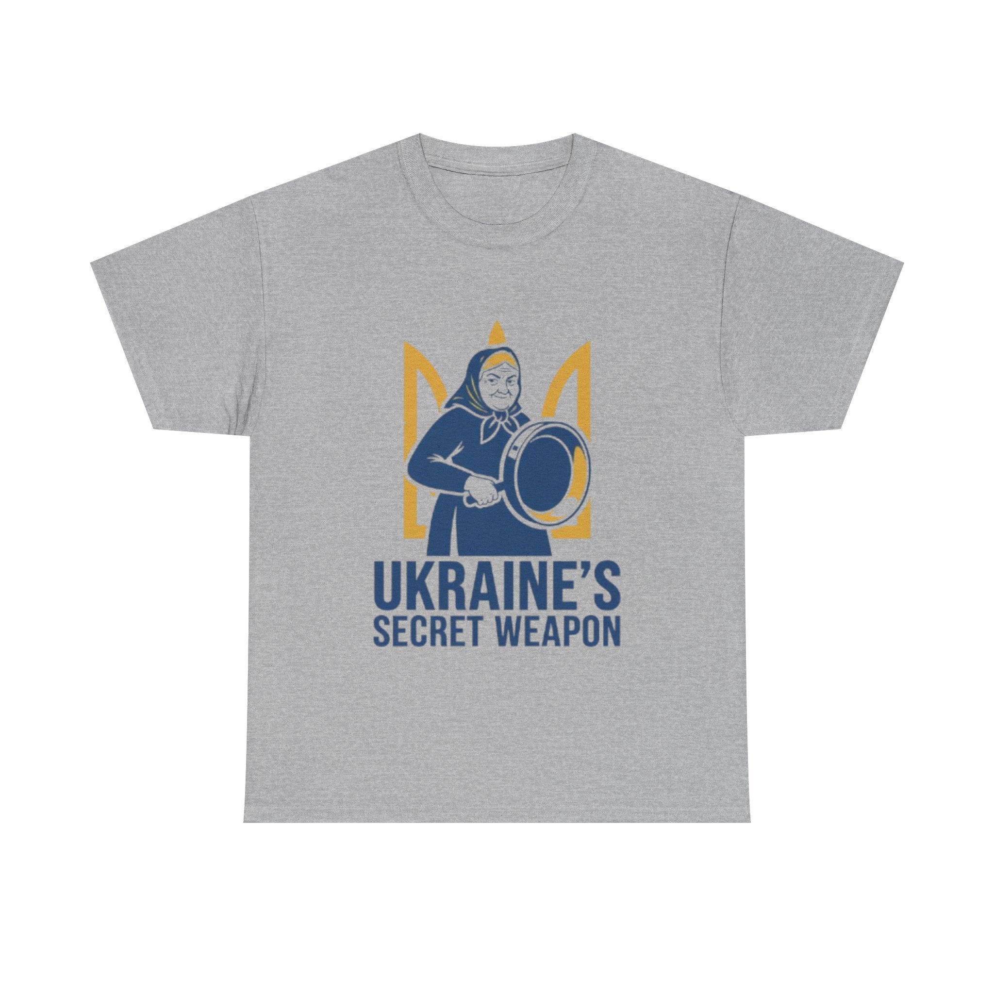 T-Shirt — "Ukraine's Secret Weapon" Grandma with Pot Design