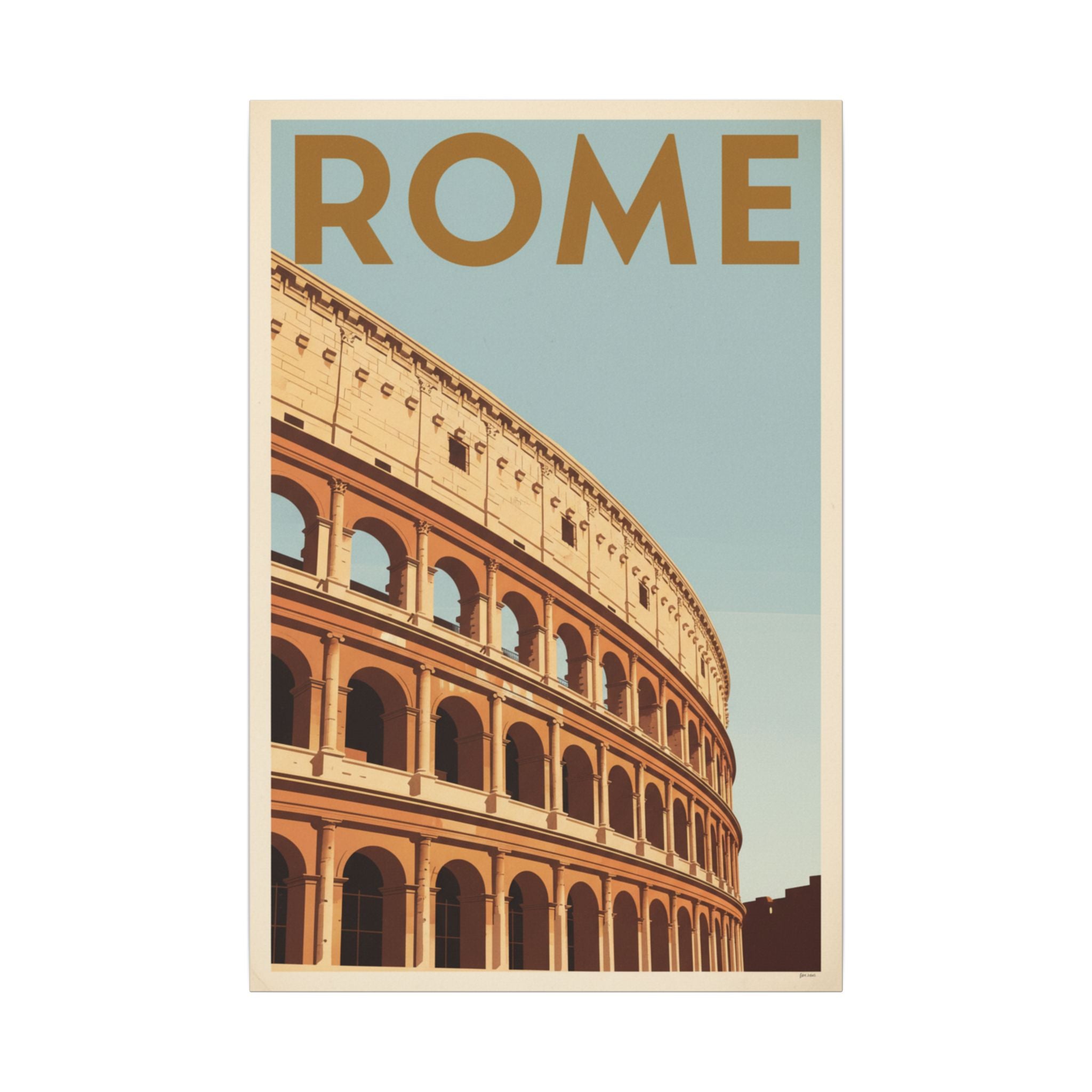 Rome Colosseum Vintage Travel Poster Matte Canvas Print