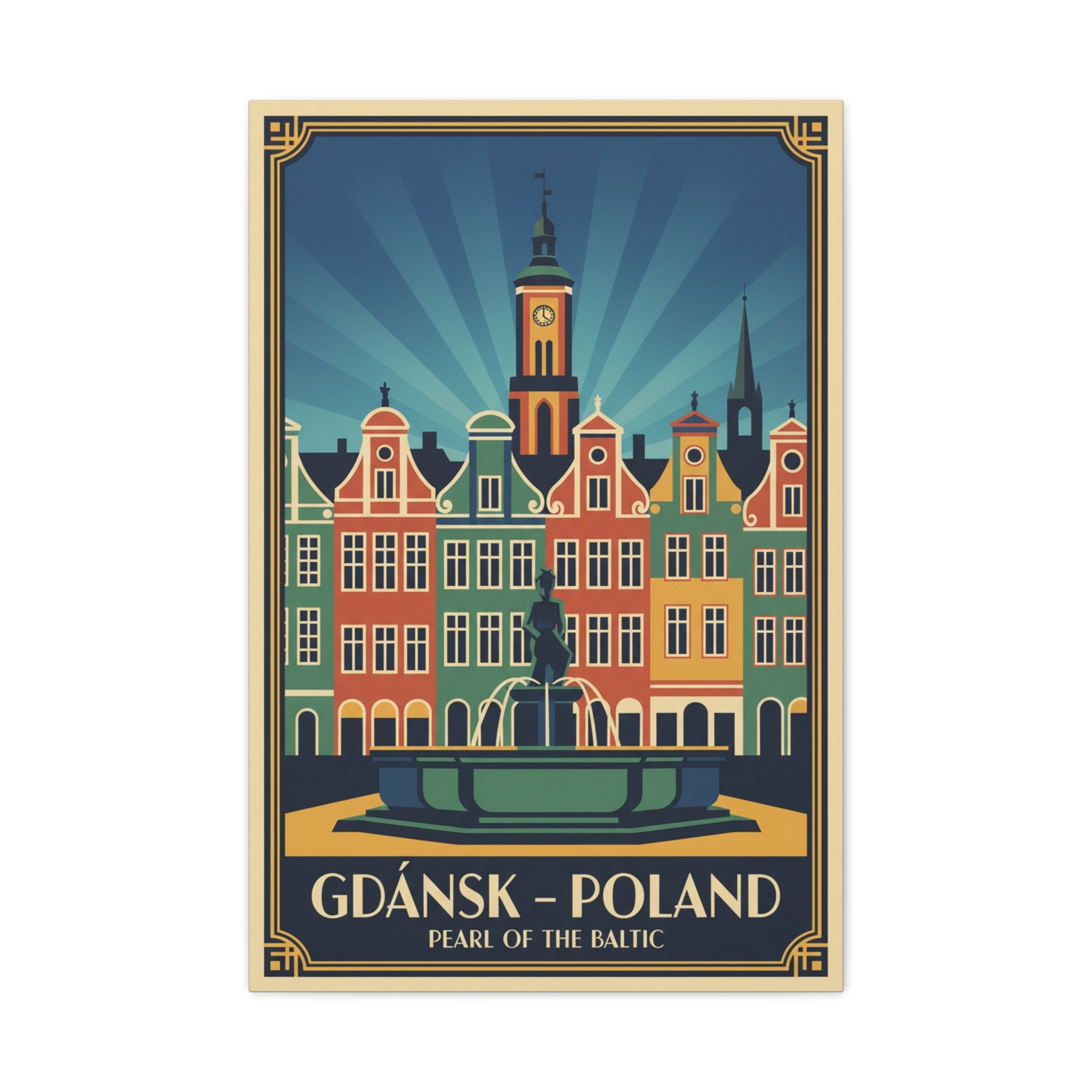 Gdańsk Poland Vintage Travel Poster Canvas