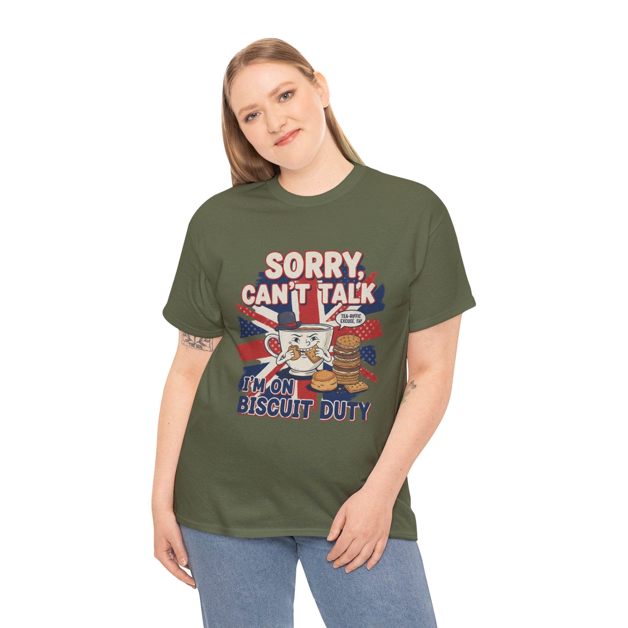 Biscuit Duty T‑Shirt - "Sorry Can't Talk, I'm On Biscuit Duty" British Tea & Biscuit Graphic Tee