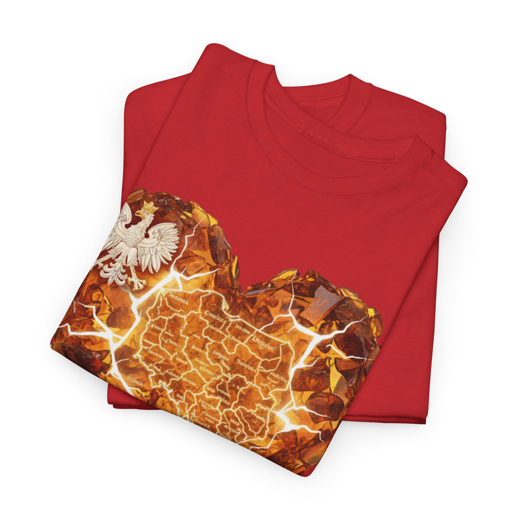 Polish Pride Heart Flame Tee | Polska Heritage T-Shirt
