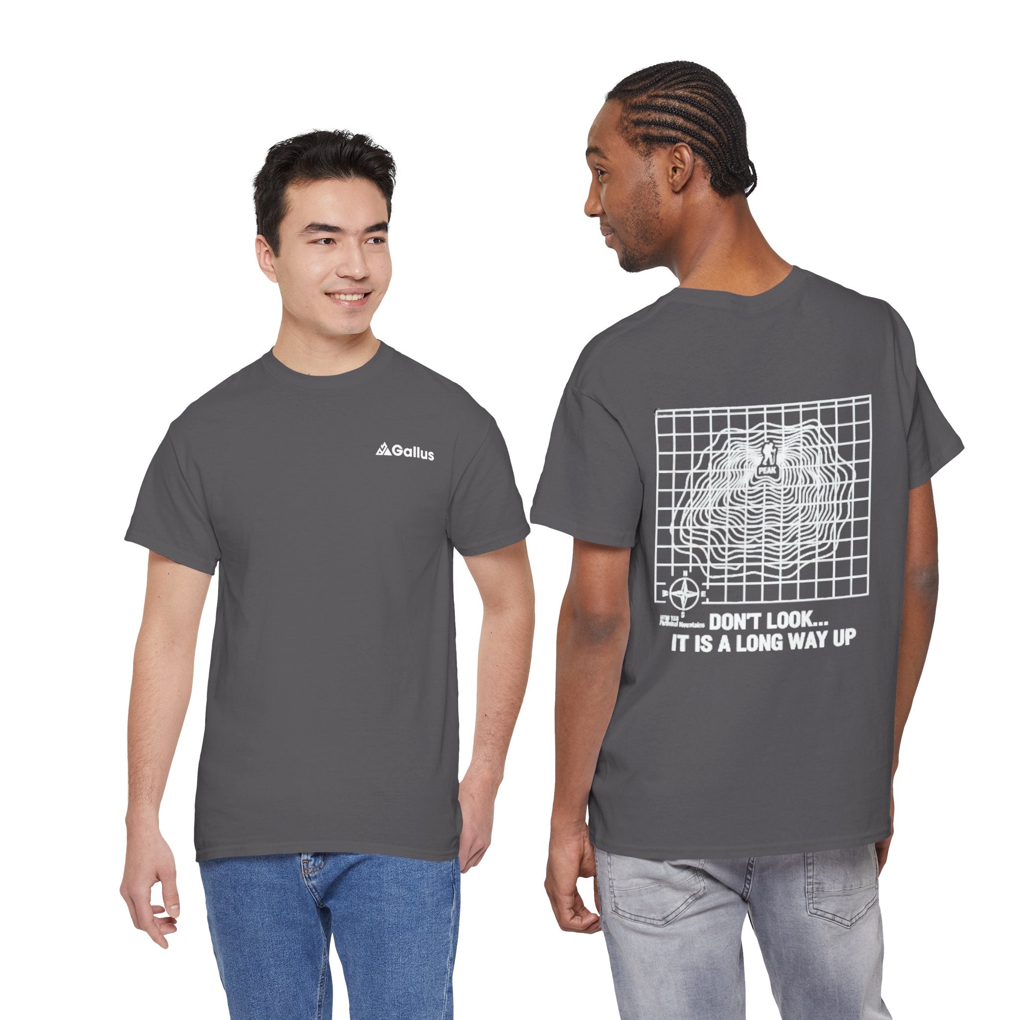 Graphic Tee — 'Don't Look... It Is a Long Way Up' Owl Grid Back Design