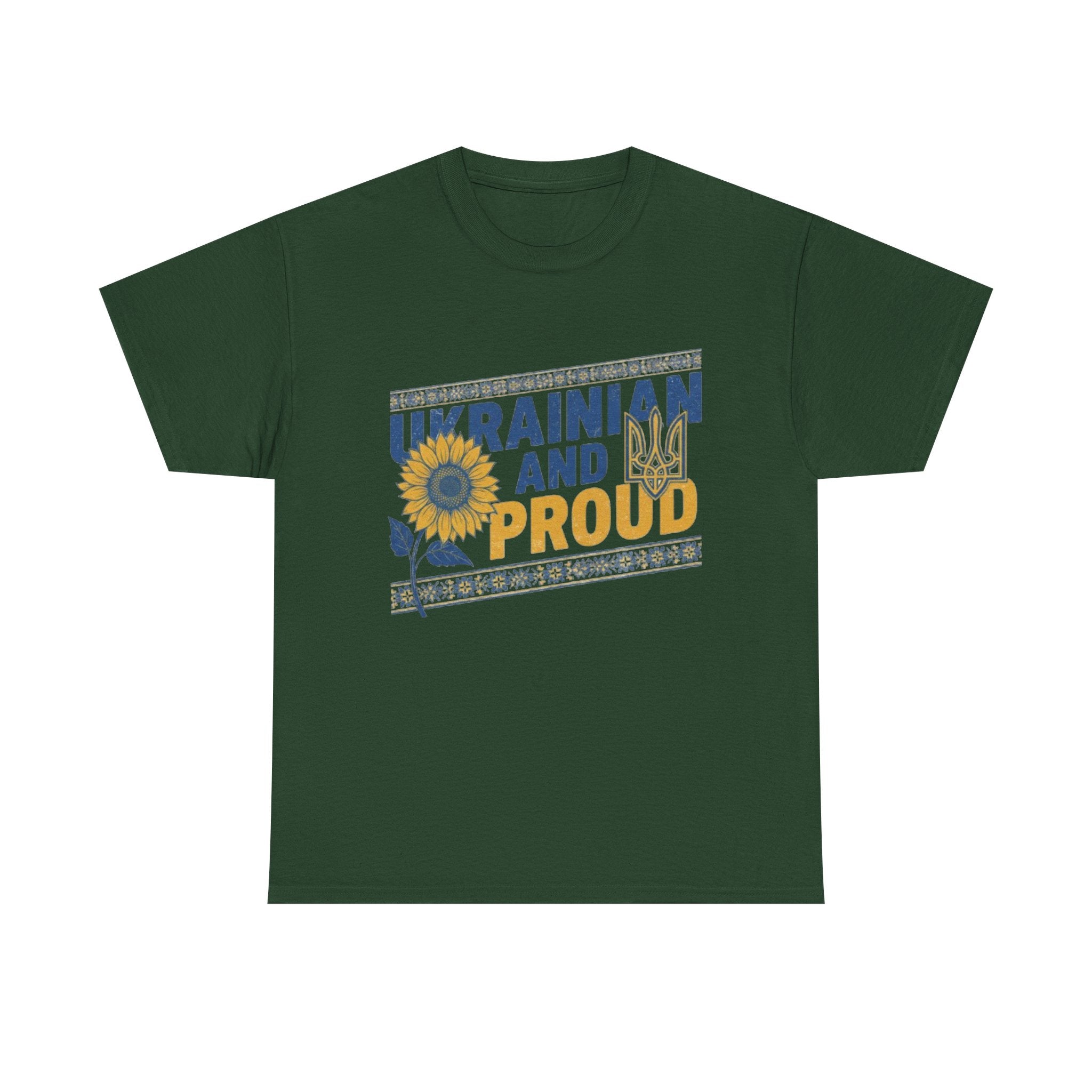 Ukrainian and Proud T-Shirt — Sunflower & Tryzub Patriotic Tee