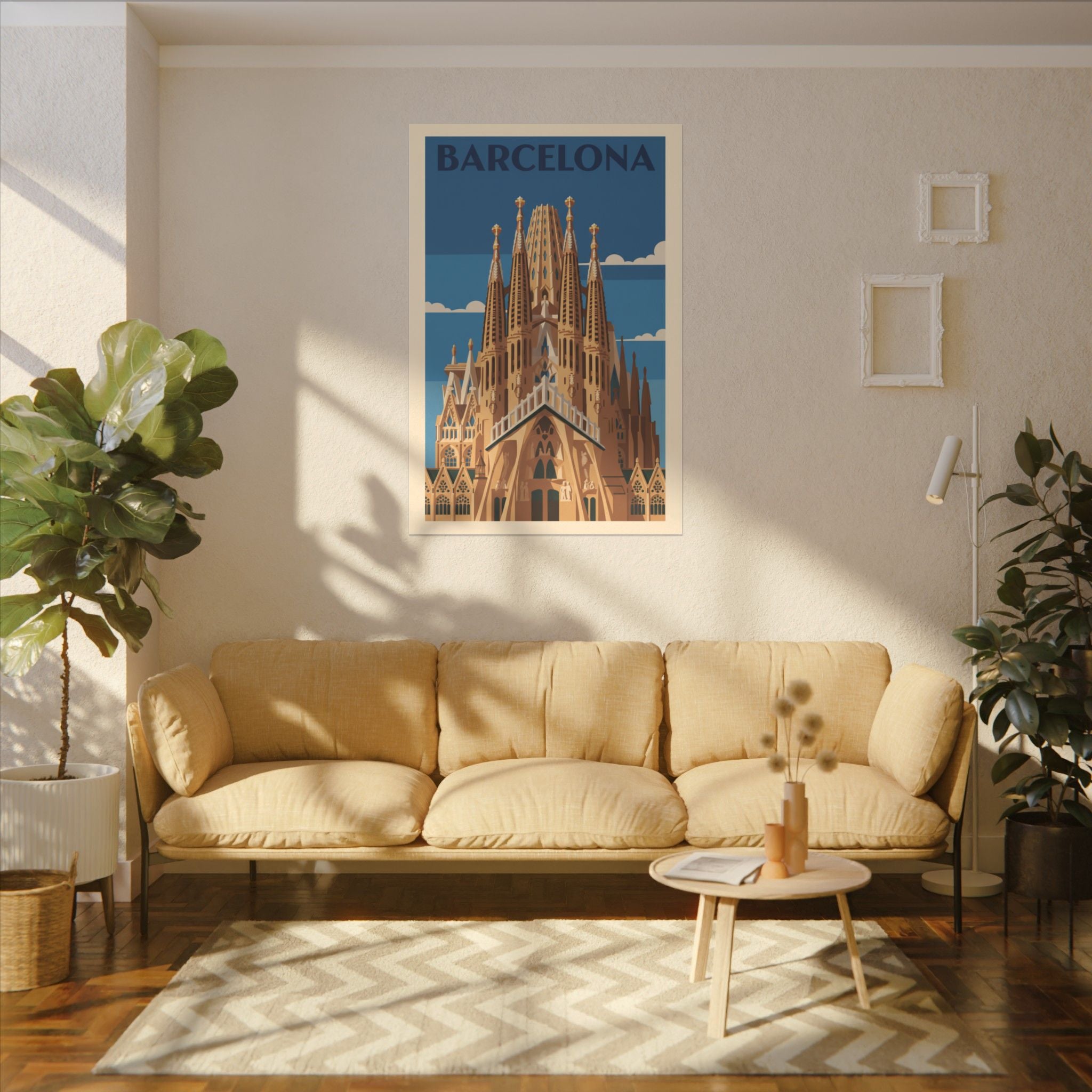 Barcelona Sagrada Familia Matte Canvas Print Stretched Travel Poster Wall Art