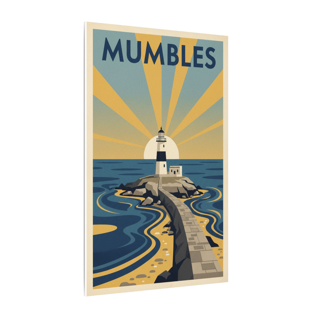 Mumbles Lighthouse Vintage Travel Poster Canvas