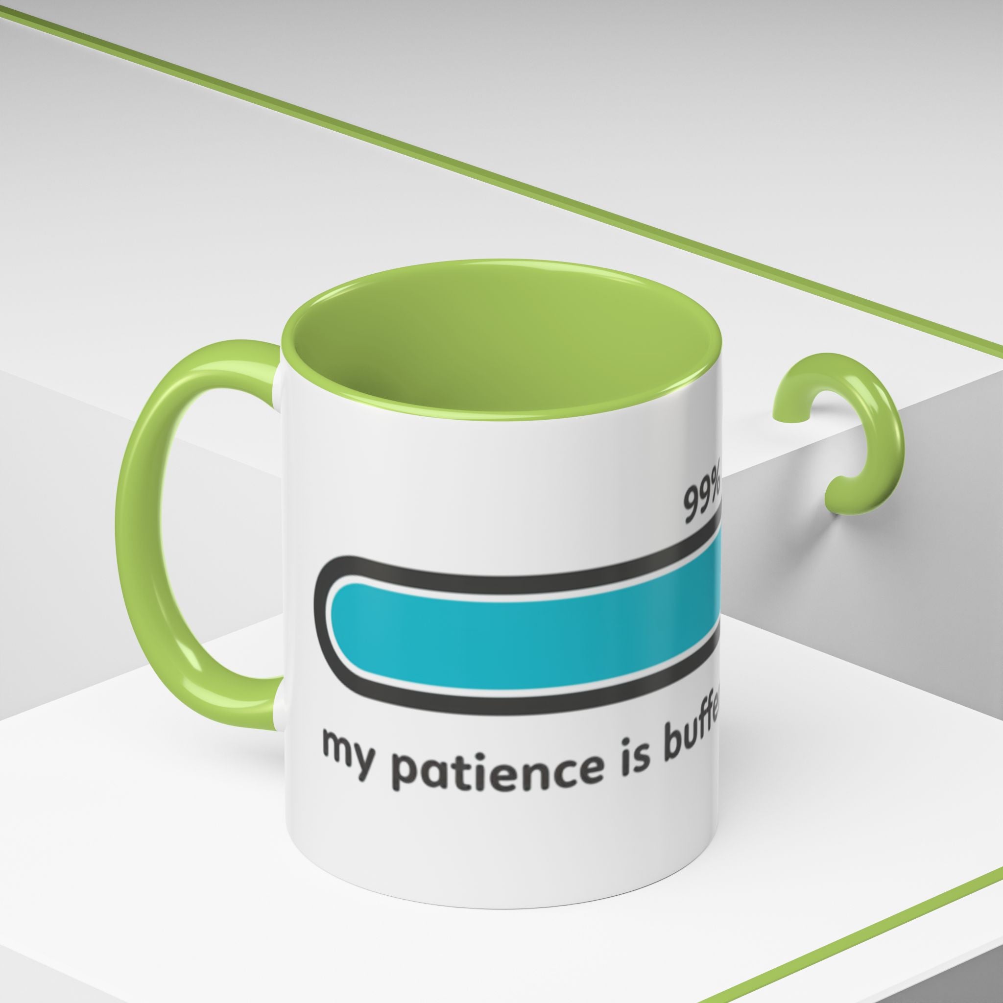 Loading Progress Coffee Mug — "Patience is buffering please wait" Accent Mug