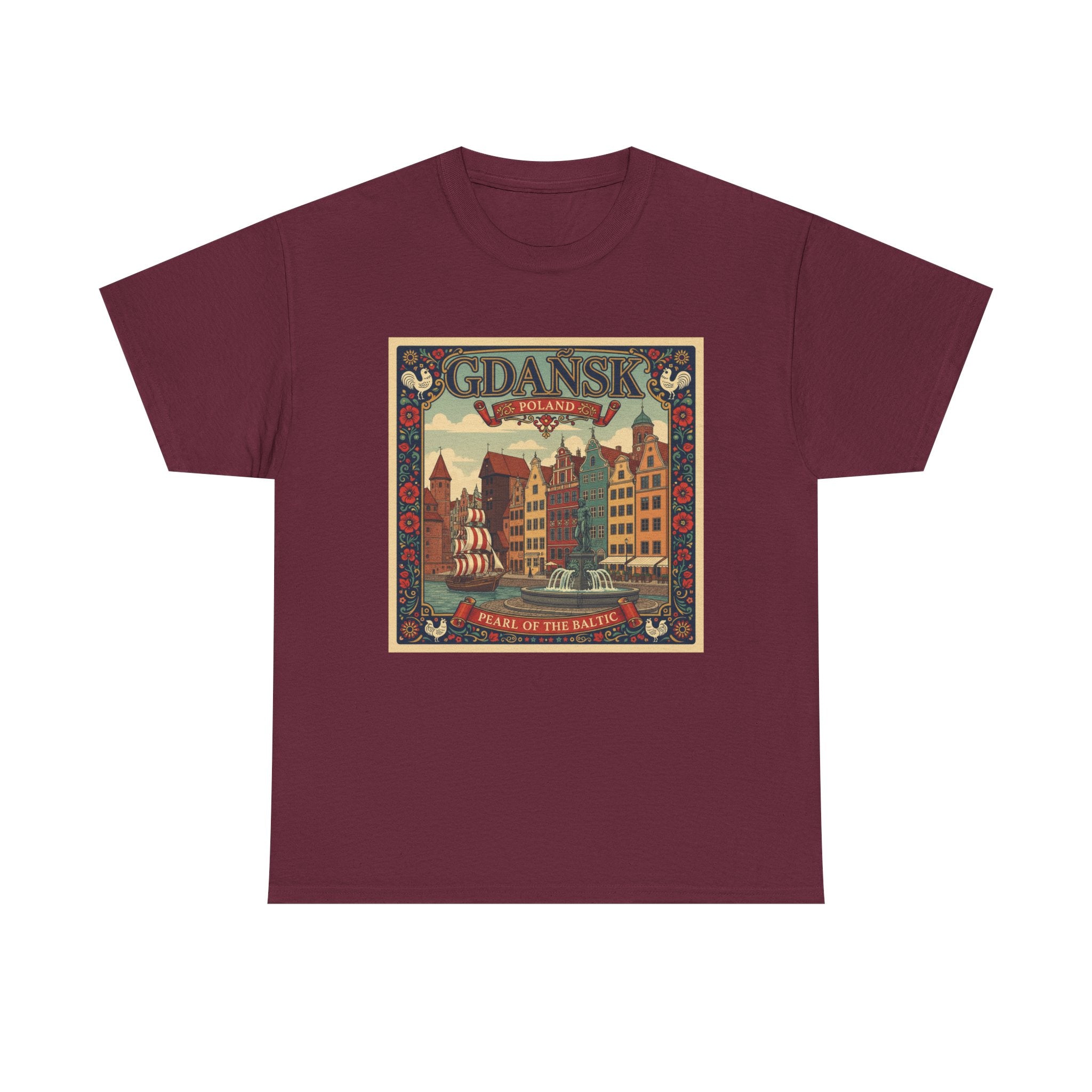 Gdańsk Vintage Travel Tee – Polish Harbor Retro Poster T‑Shirt