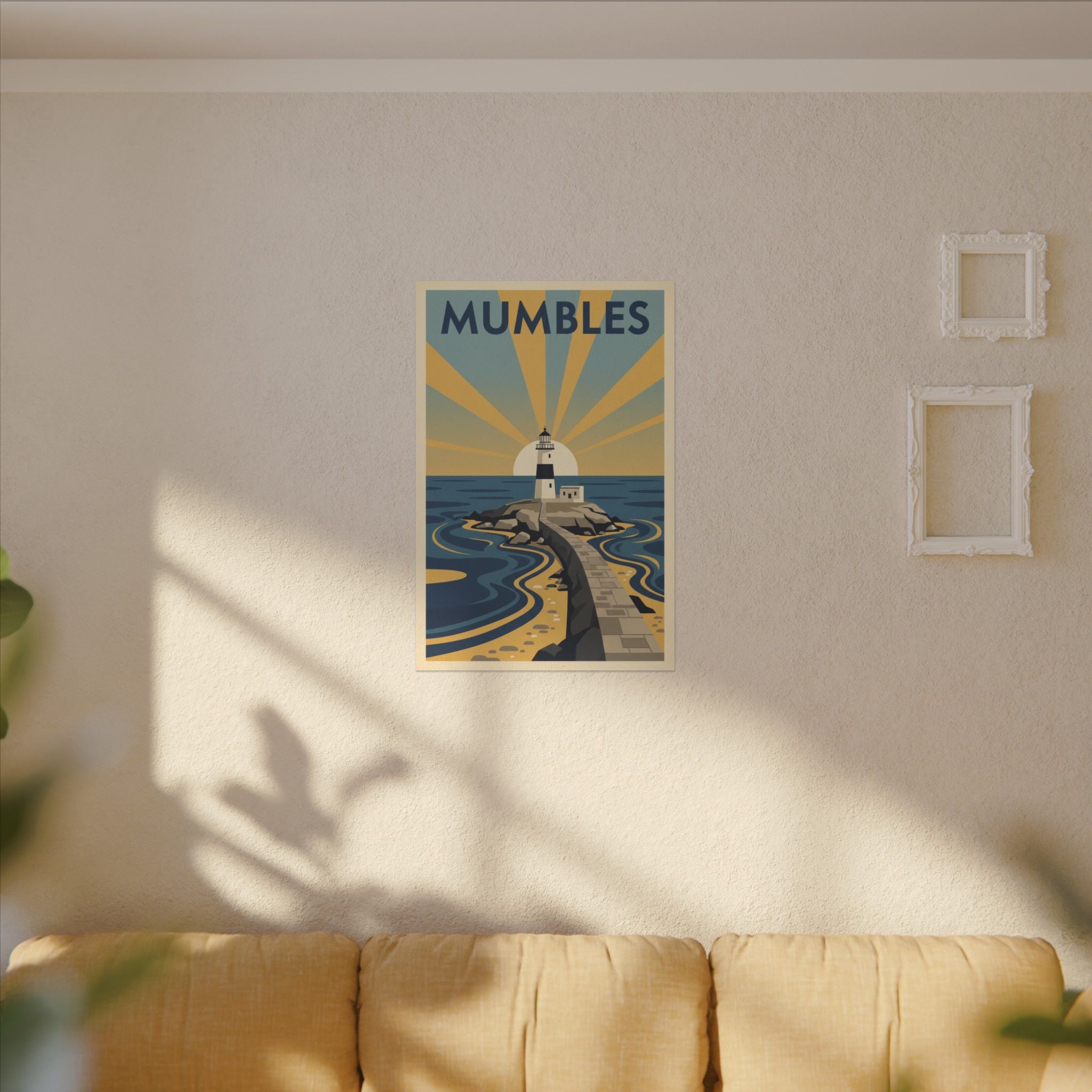 Mumbles Lighthouse Vintage Travel Poster Canvas