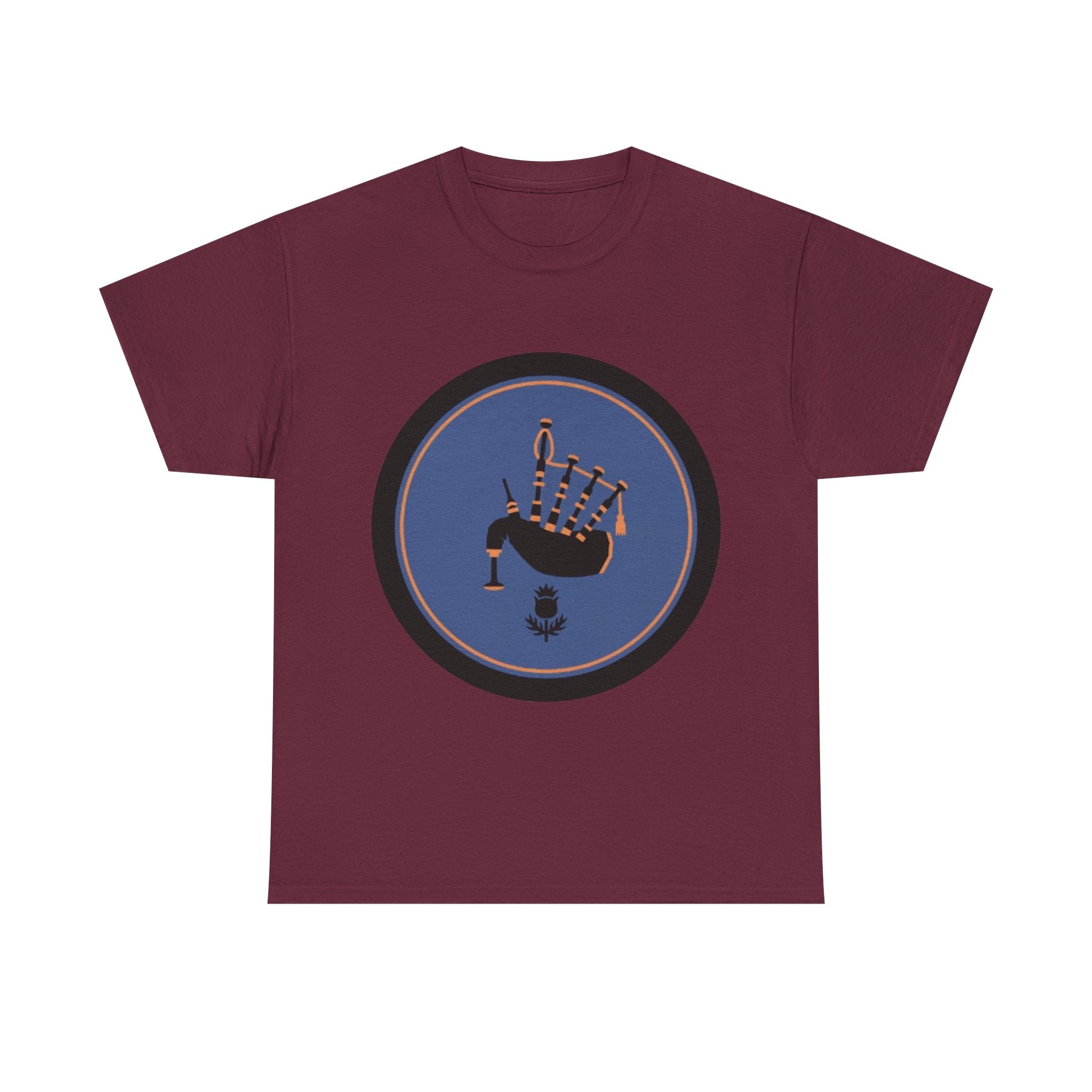 Bagpipes Crest T‑Shirt — Scottish Pride Circle Logo Tee