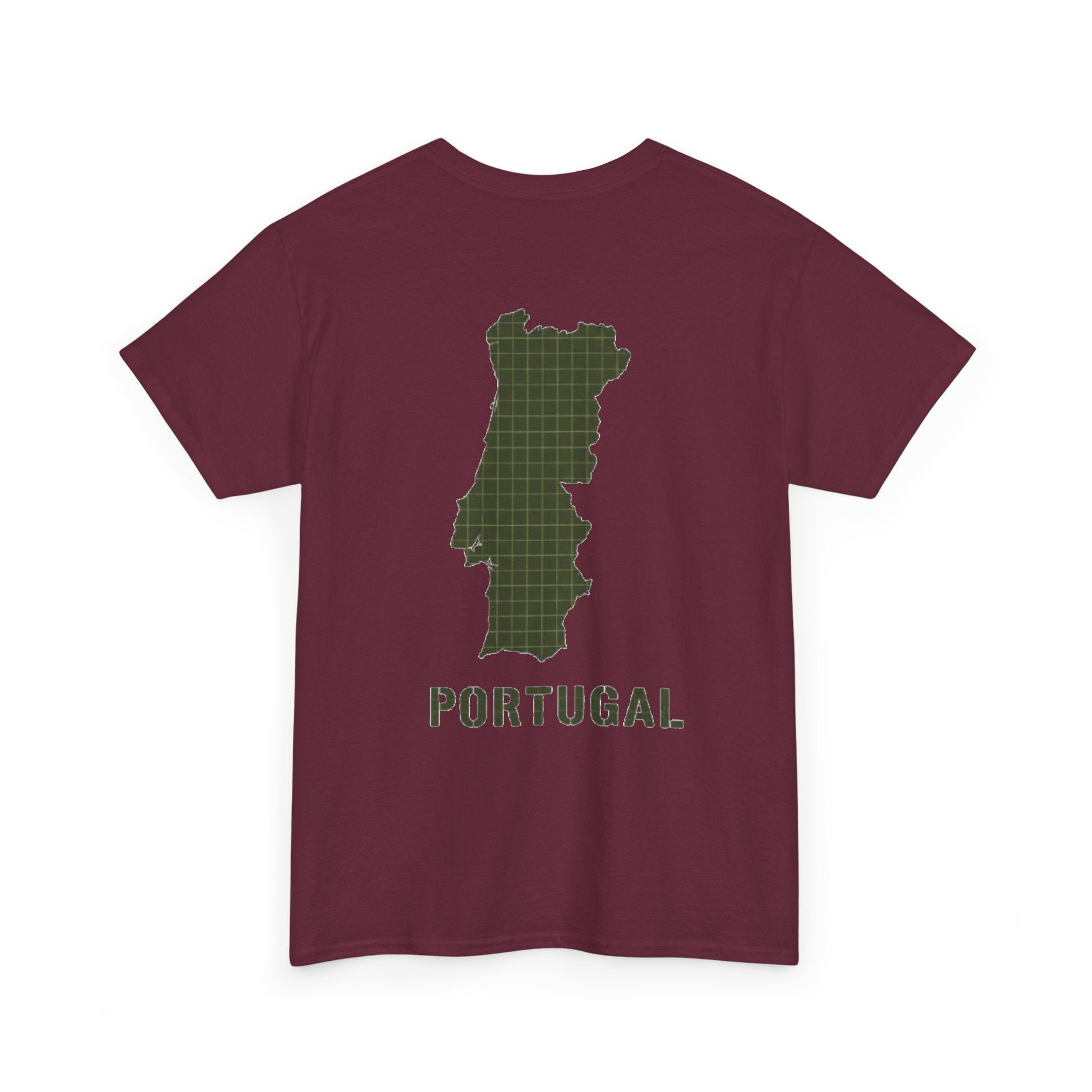Portugal Map T-Shirt — Vintage Green Grid Portugal Tee
