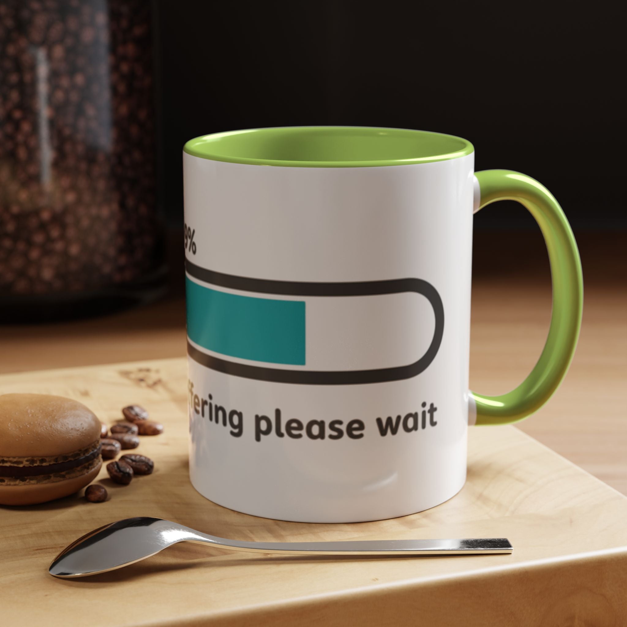 Loading Progress Coffee Mug — "Patience is buffering please wait" Accent Mug