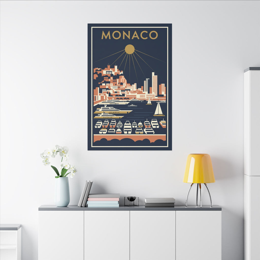 Monaco Harbour Vintage Travel Poster Canvas
