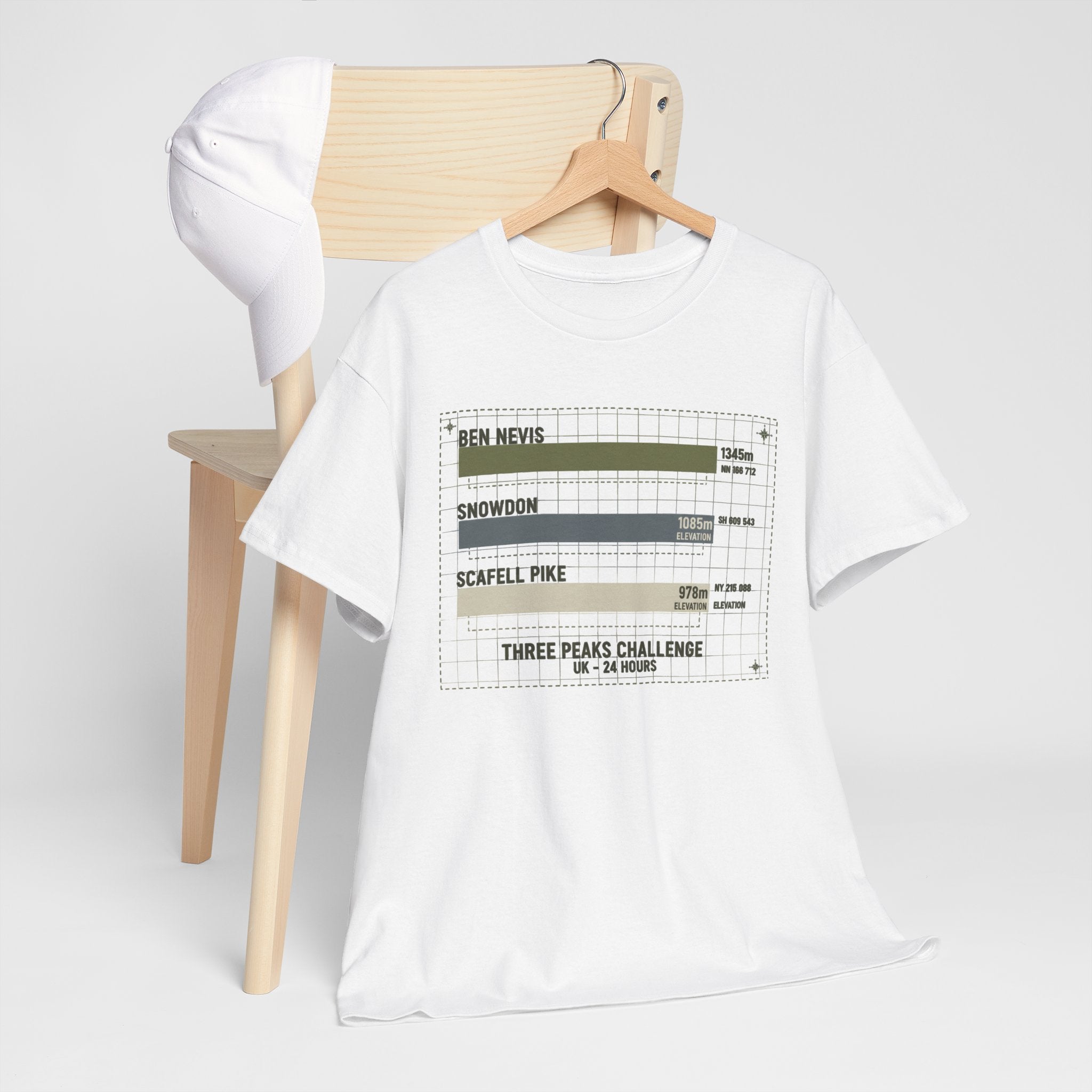 Three Peaks Challenge Graphic T-Shirt — Retro UK Mountain Hiking Tee