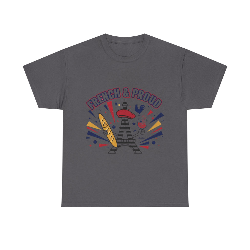 French & Proud T-Shirt — Eiffel Tower, Baguette & Wine Graphic Tee