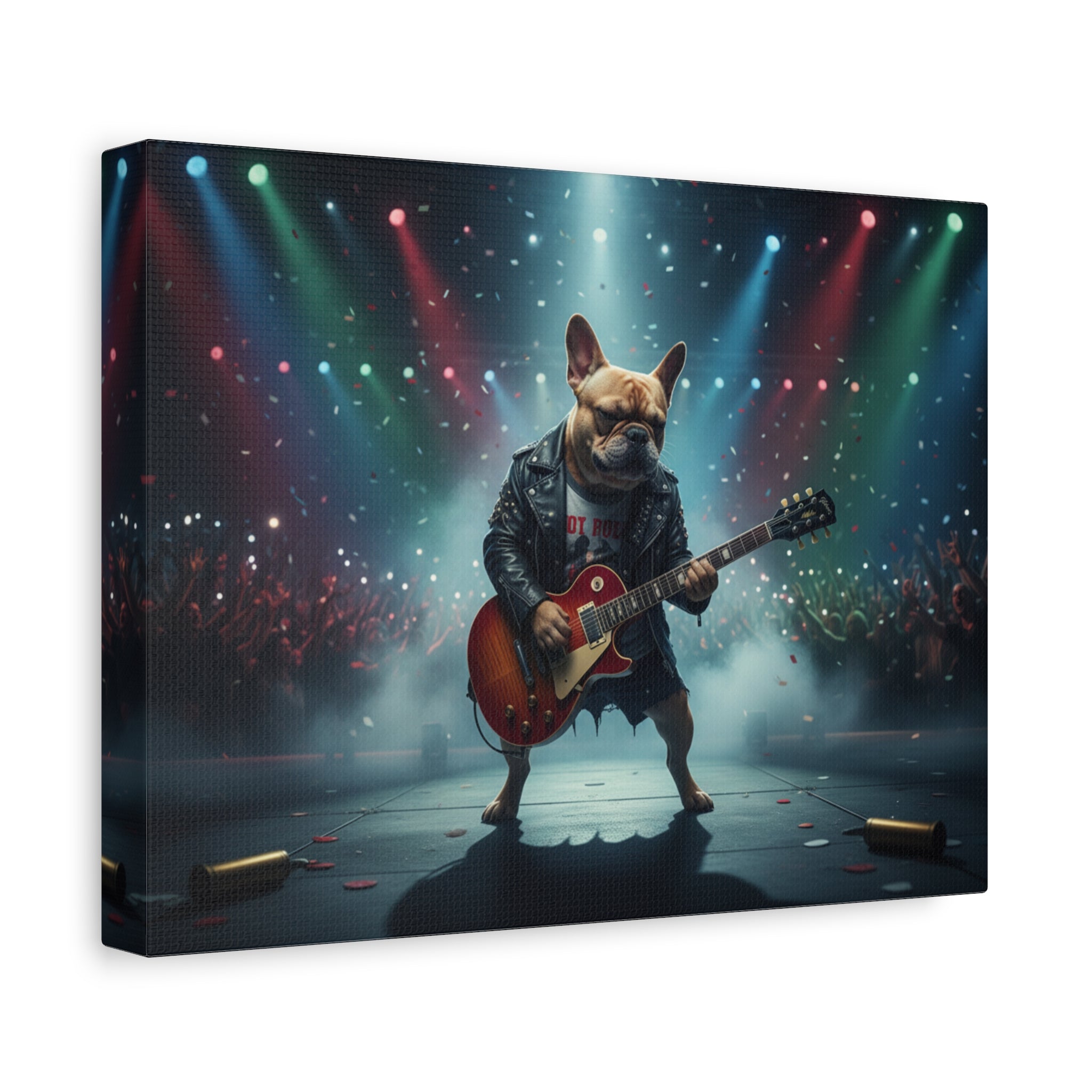 Rockstar French Bulldog Canvas Print — Guitar Dog Wall Art for Music Lovers