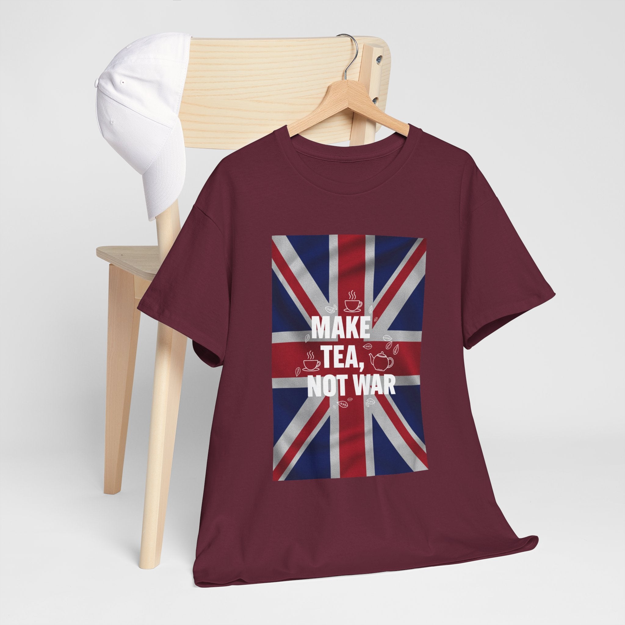 Make Tea, Not War T-Shirt — British Flag Peace Tea Tee