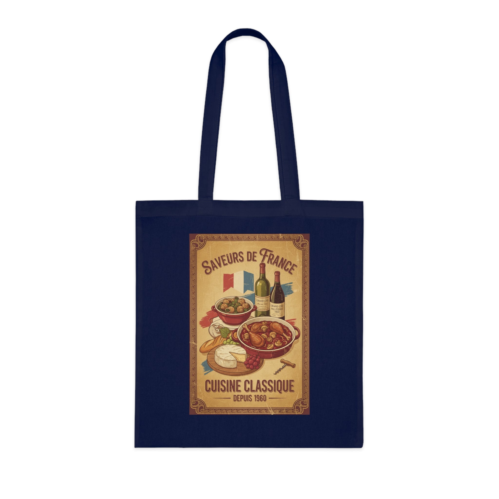 French Cuisine Tote Bag — 'Saveurs de France: Cuisine Classique' Vintage Market Grocery Tote