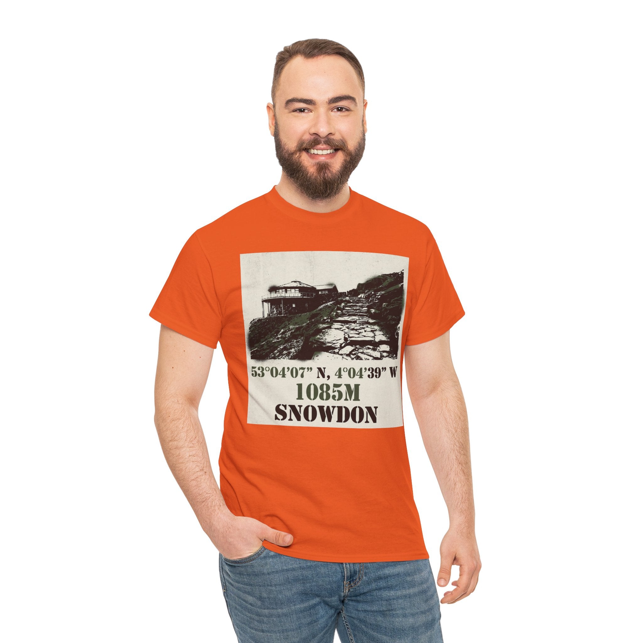 Snowdon 1085m Vintage Summit Tee — Mountain Coordinates Graphic T‑Shirt