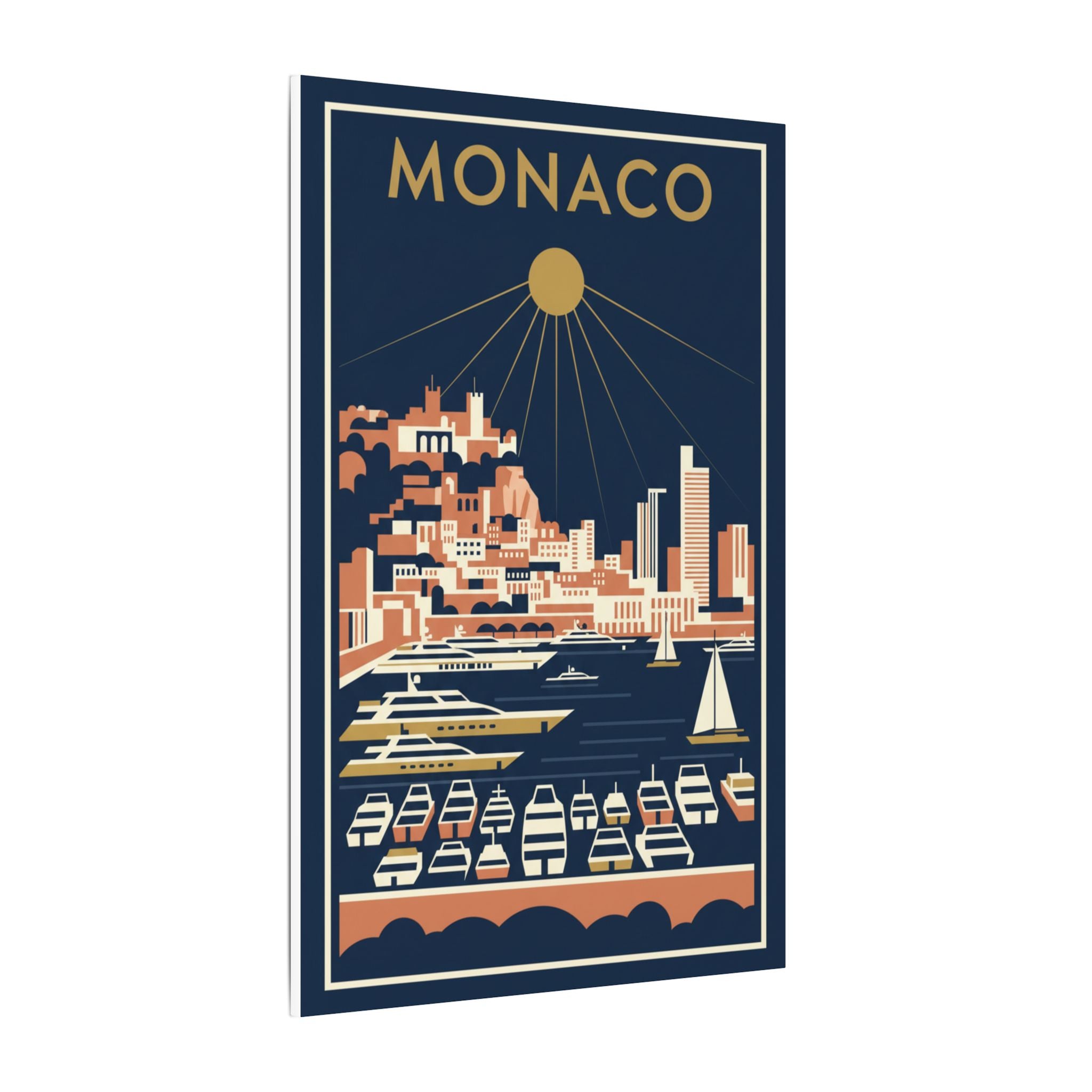Monaco Harbour Vintage Travel Poster Canvas