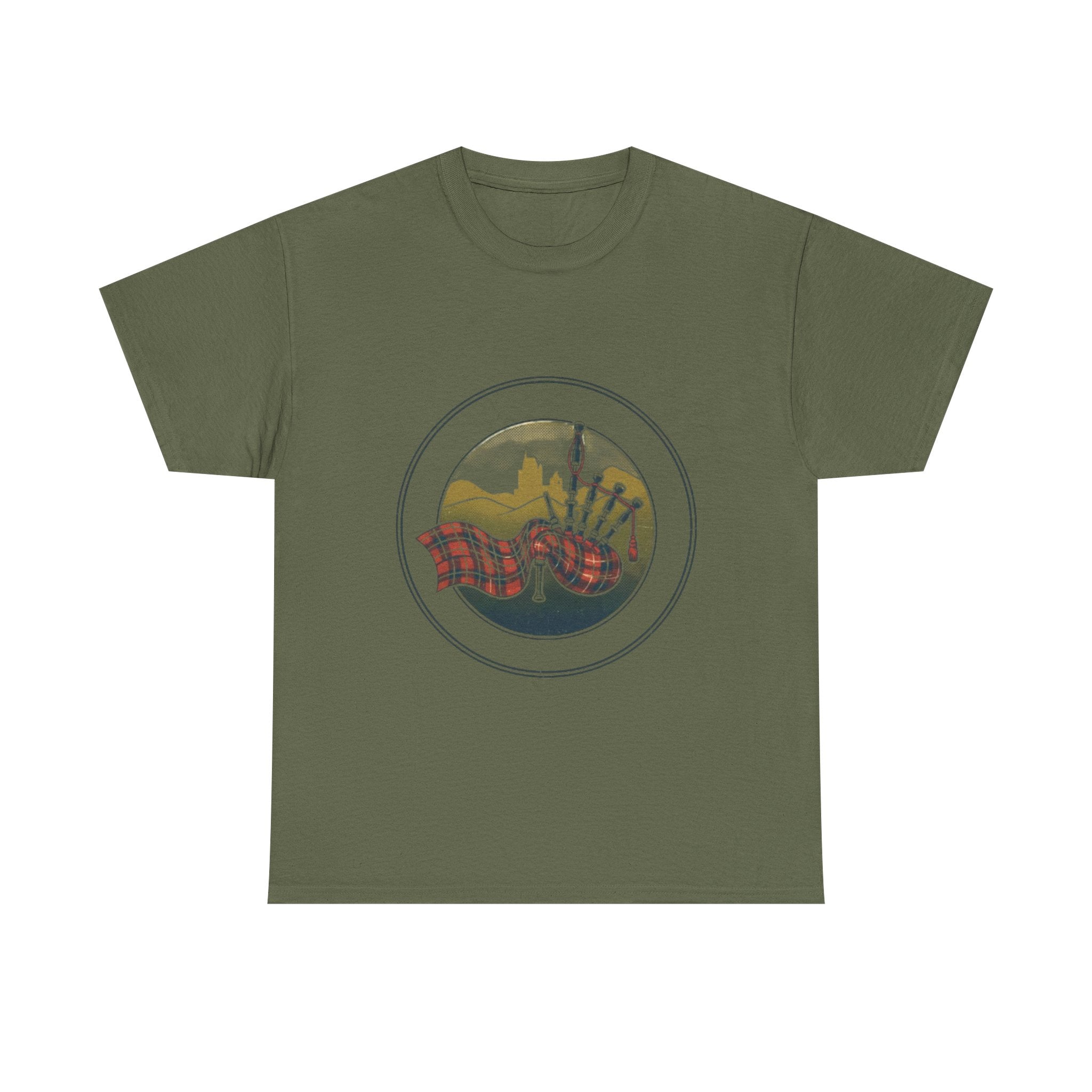 Retro Scottish Tartan & Highland Pipe Band Tee