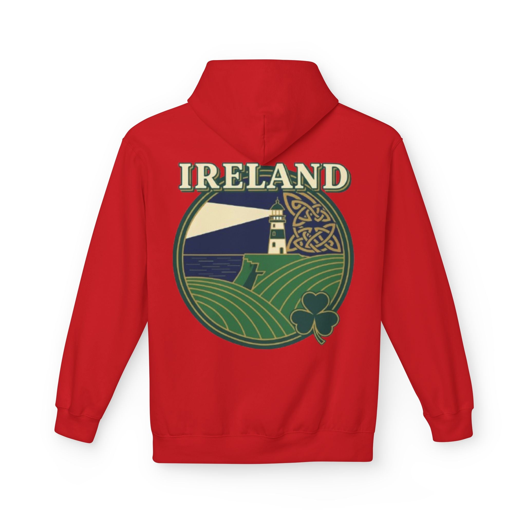 Ireland Lighthouse Hoodie — Celtic Shamrock Travel Sweatshirt