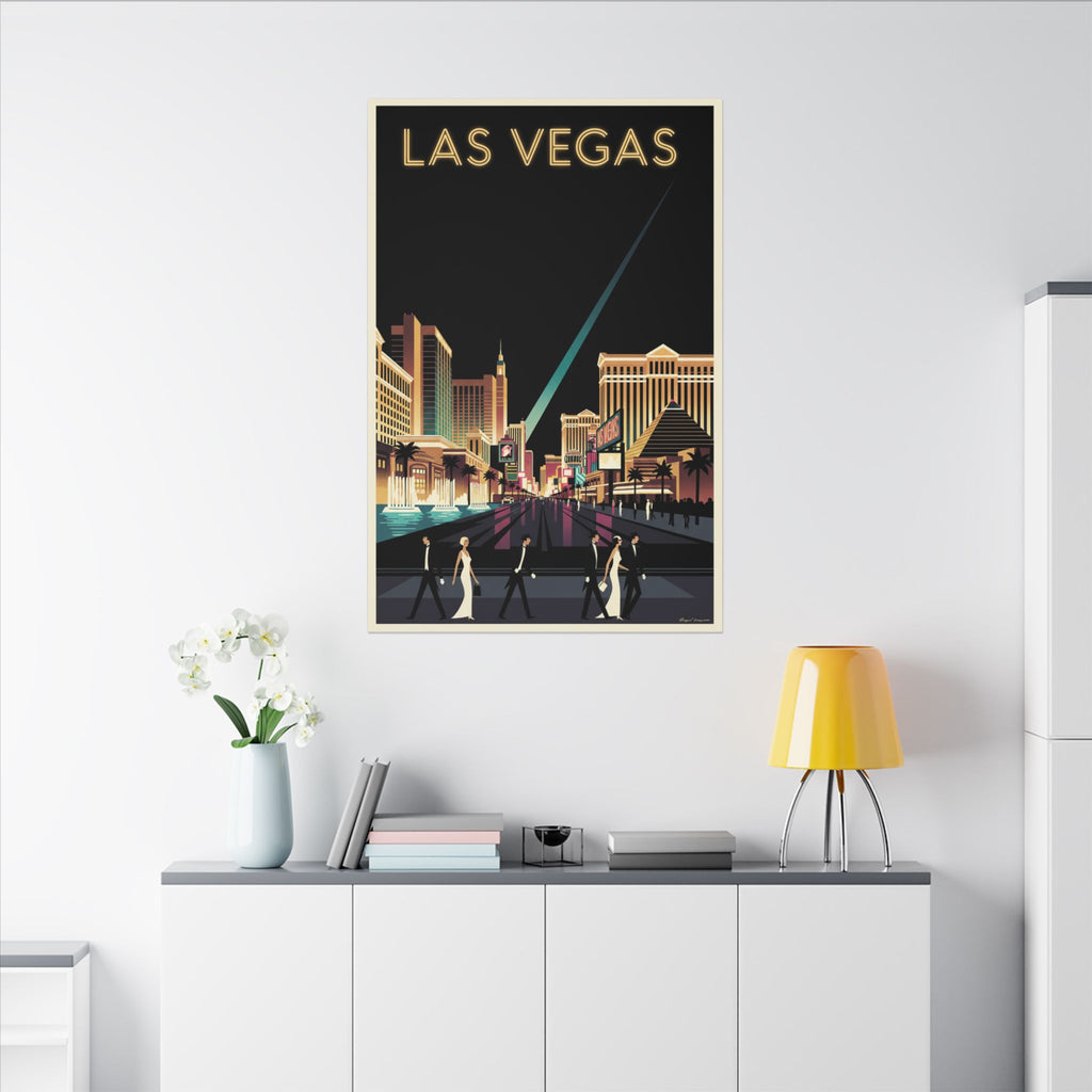 Las Vegas Retro Travel Canvas Print Vintage Night Strip Wall Art