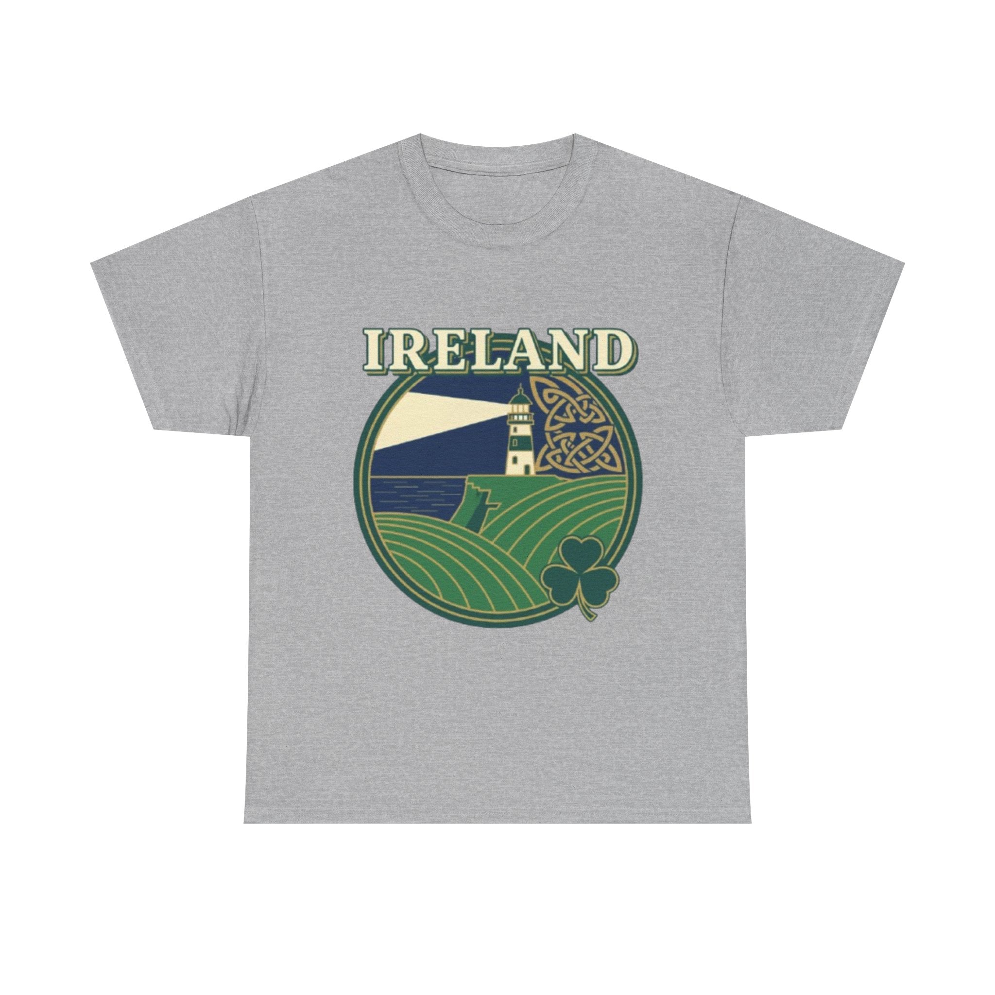 Ireland Scenic Tee — Celtic Lighthouse & Shamrock Graphic T-Shirt