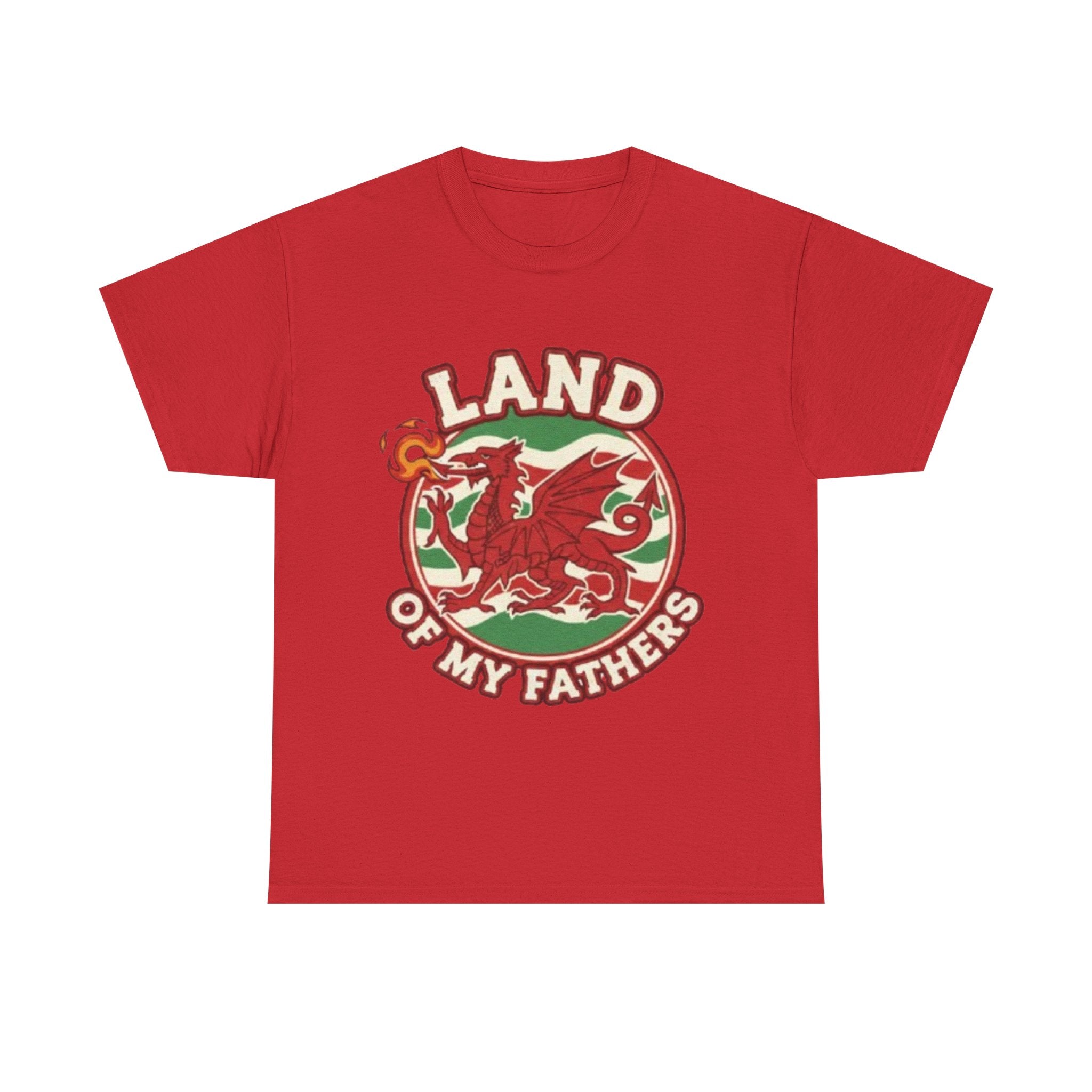 Land of My Fathers T‑Shirt — Welsh Dragon Vintage Crest Tee
