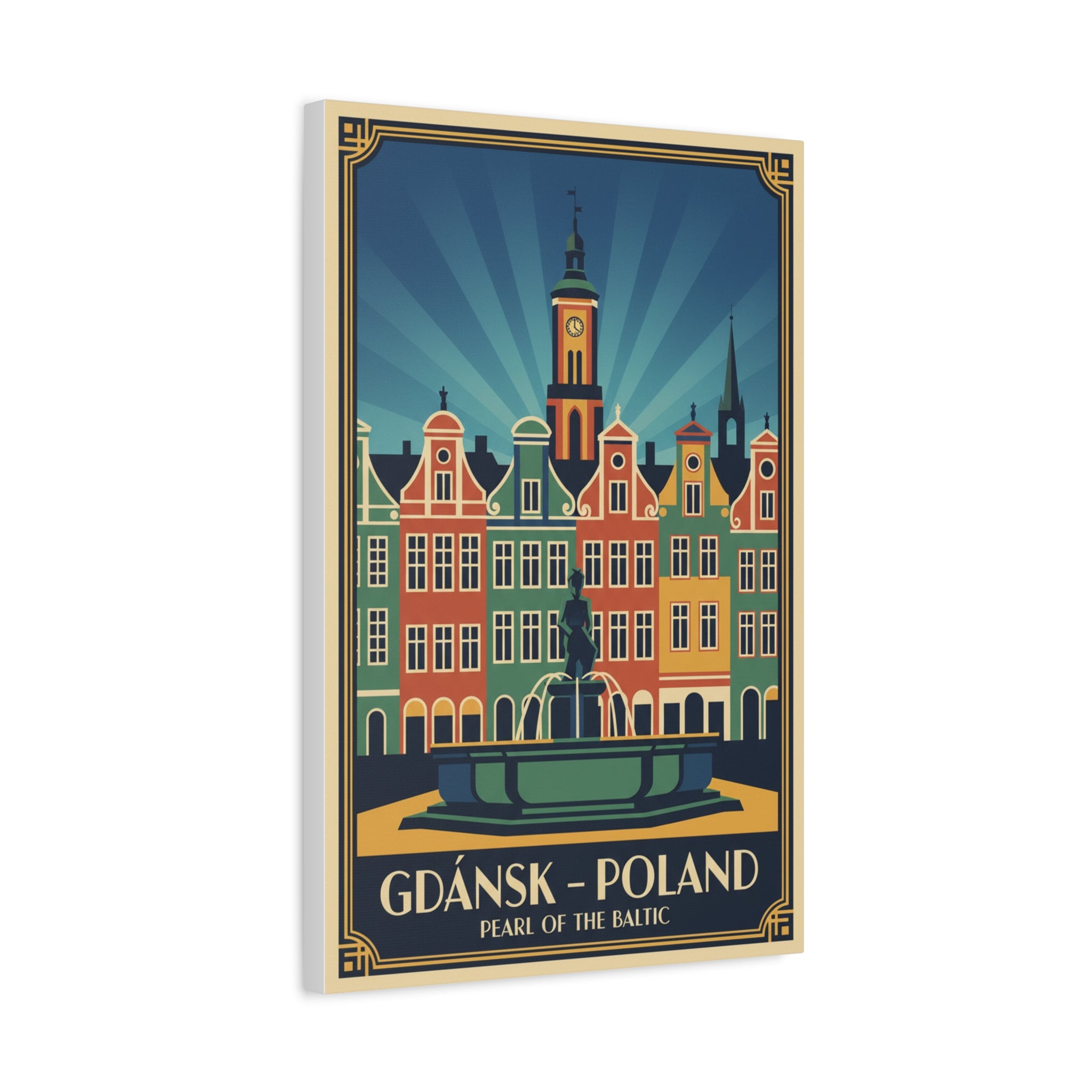 Gdańsk Poland Vintage Travel Poster Canvas