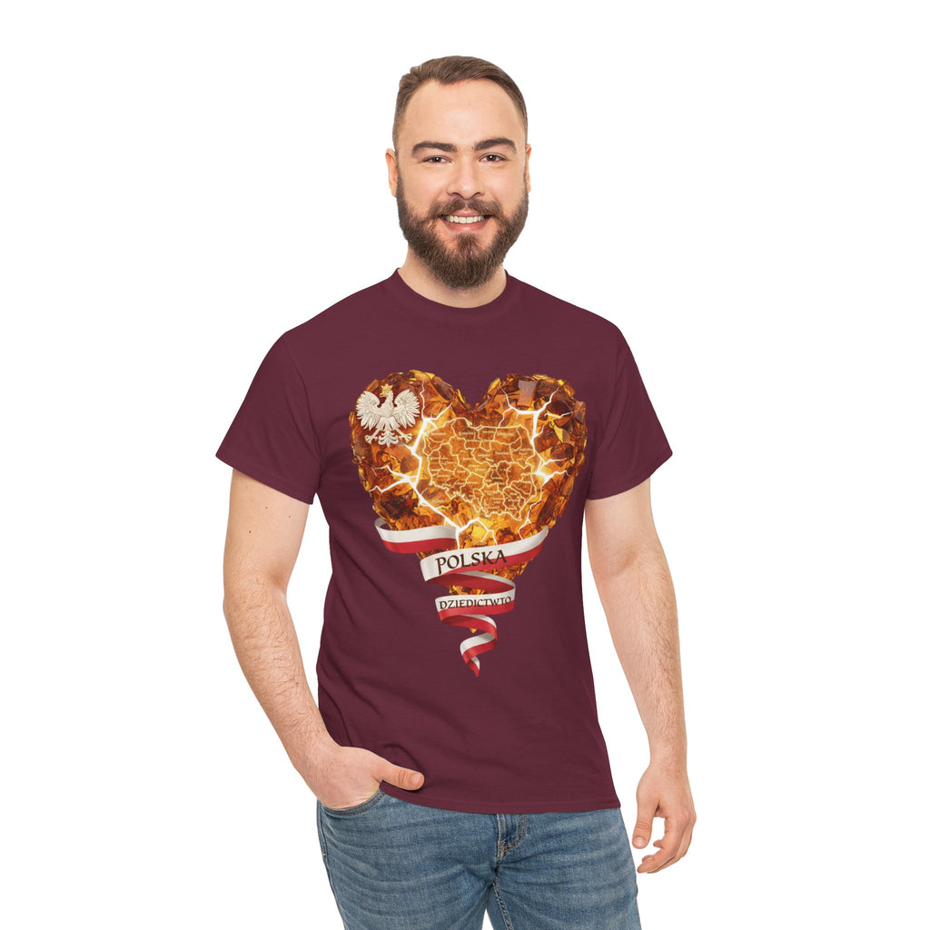 Polish Pride Heart Flame Tee | Polska Heritage T-Shirt