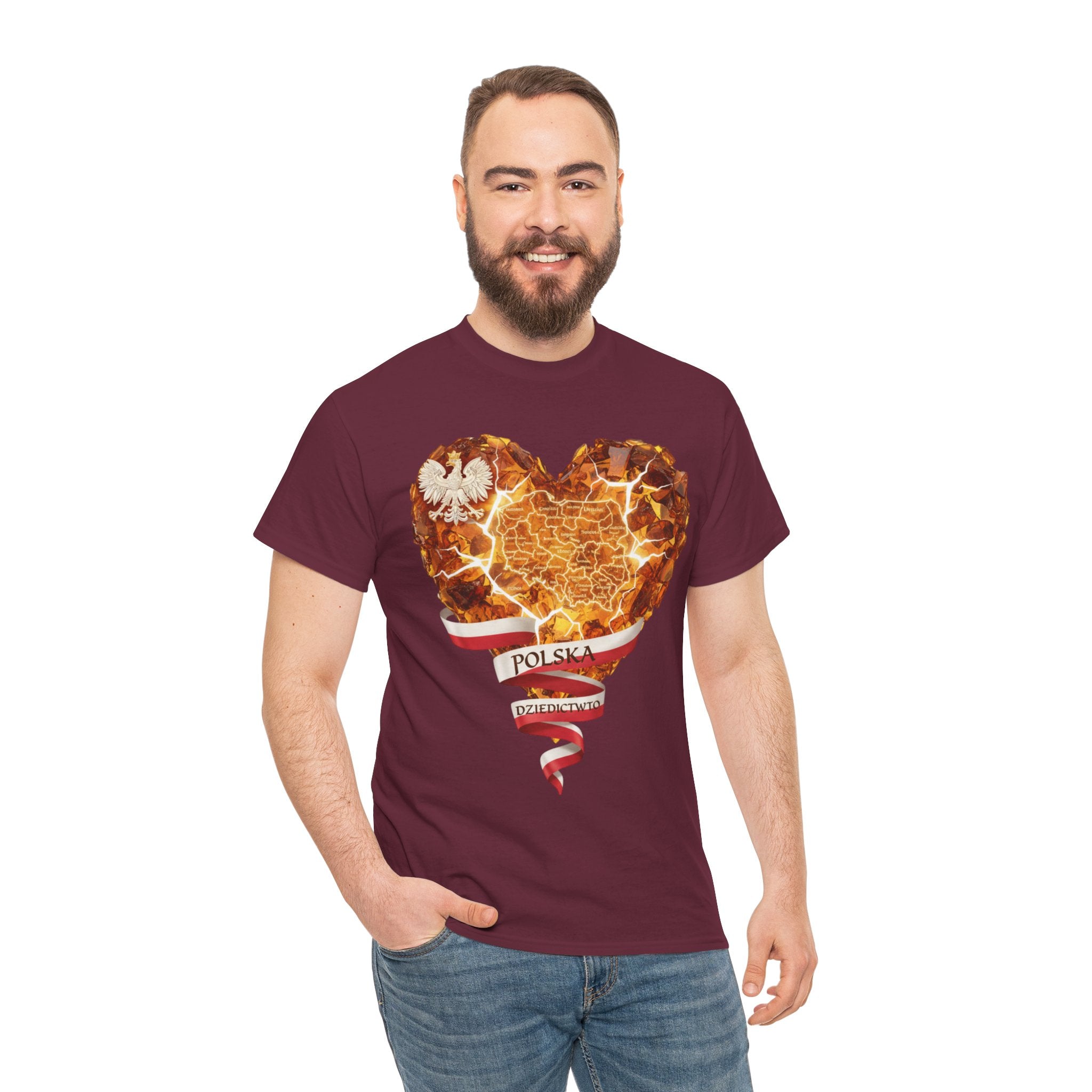Polish Pride Heart Flame Tee | Polska Heritage T-Shirt