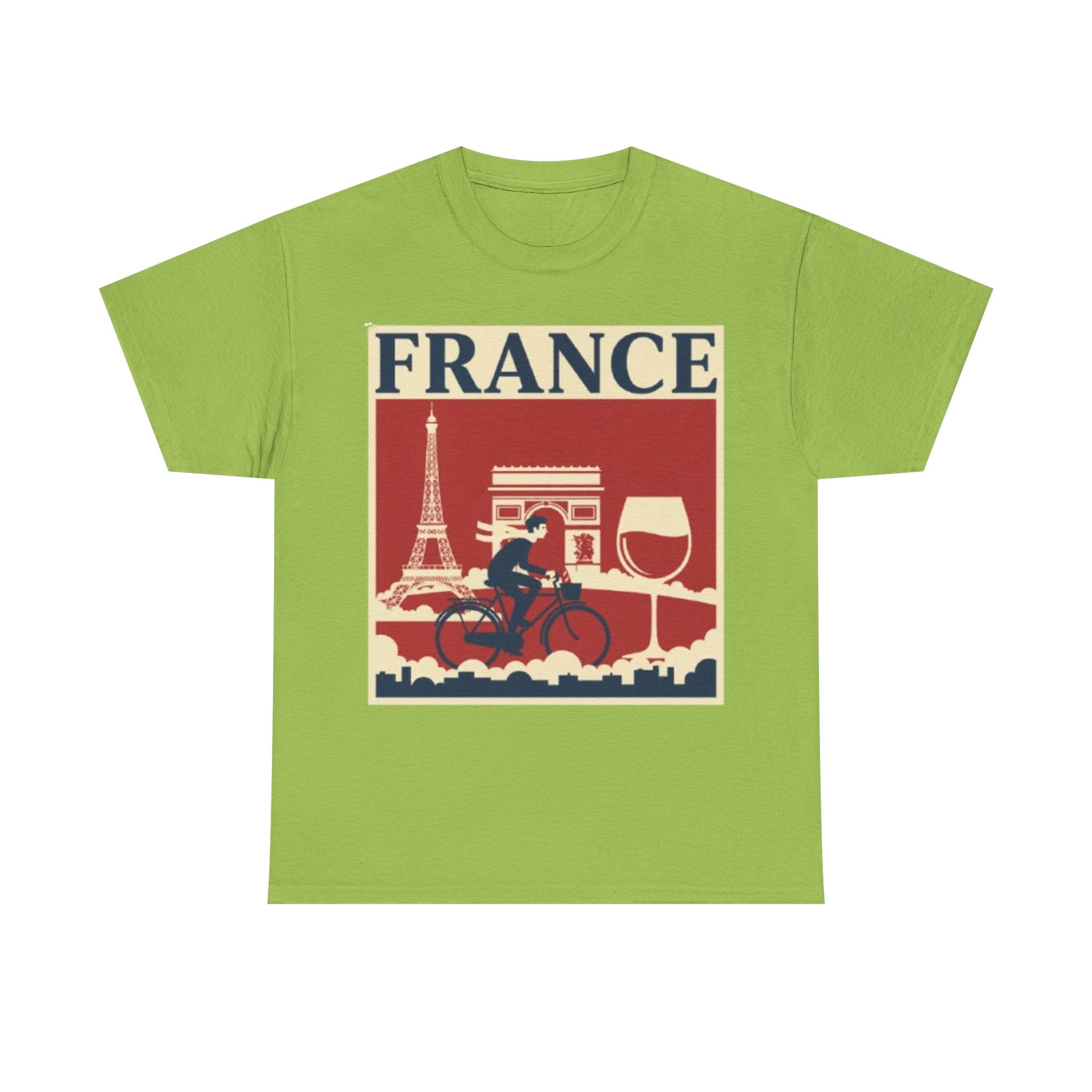 France Vintage Travel Tee — Eiffel Tower, Arc de Triomphe & Wine Graphic T-Shirt