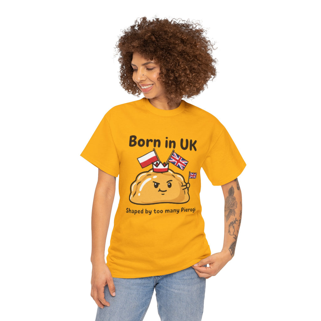 Born in UK Pierogi T‑Shirt — Funny Polish‑British Pride Tee