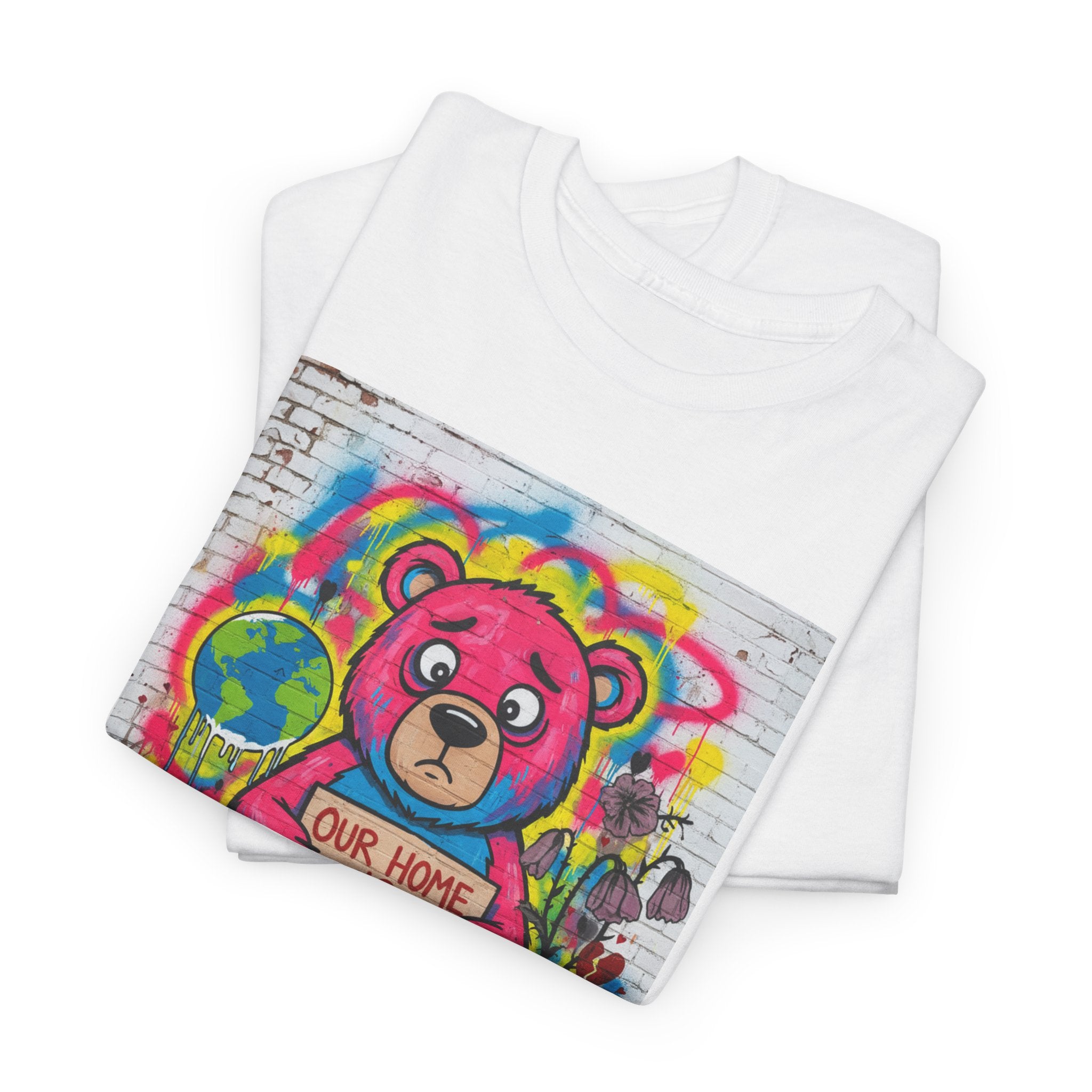 Climate Change Bear T-Shirt — "Our Home Is Melting" Street Art Tee