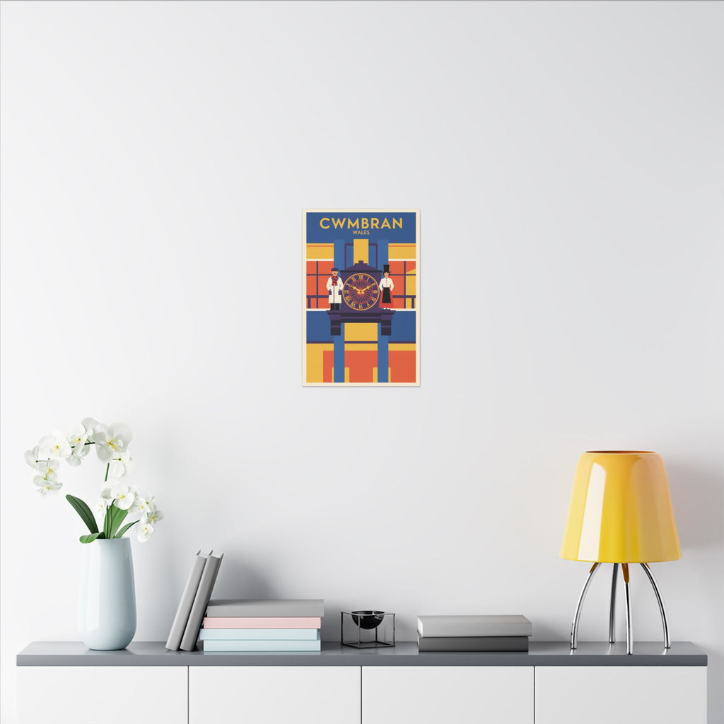 Cwmbran Wales Vintage Clock Tower Matte Canvas Print