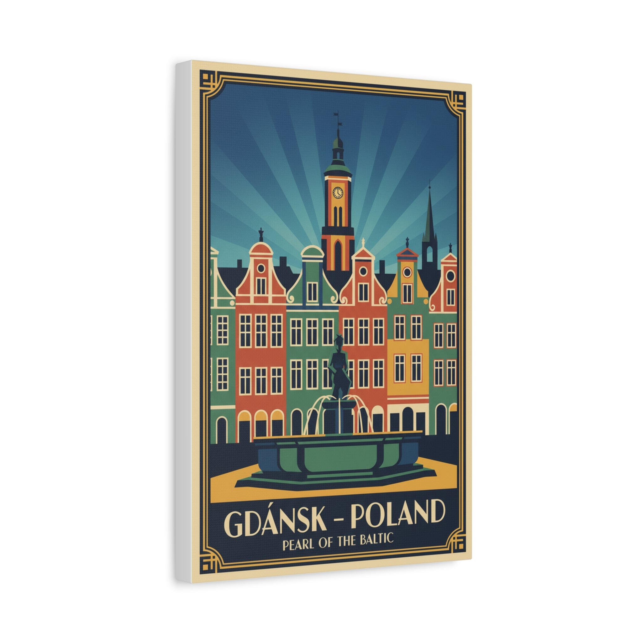 Gdańsk Poland Vintage Travel Poster Canvas